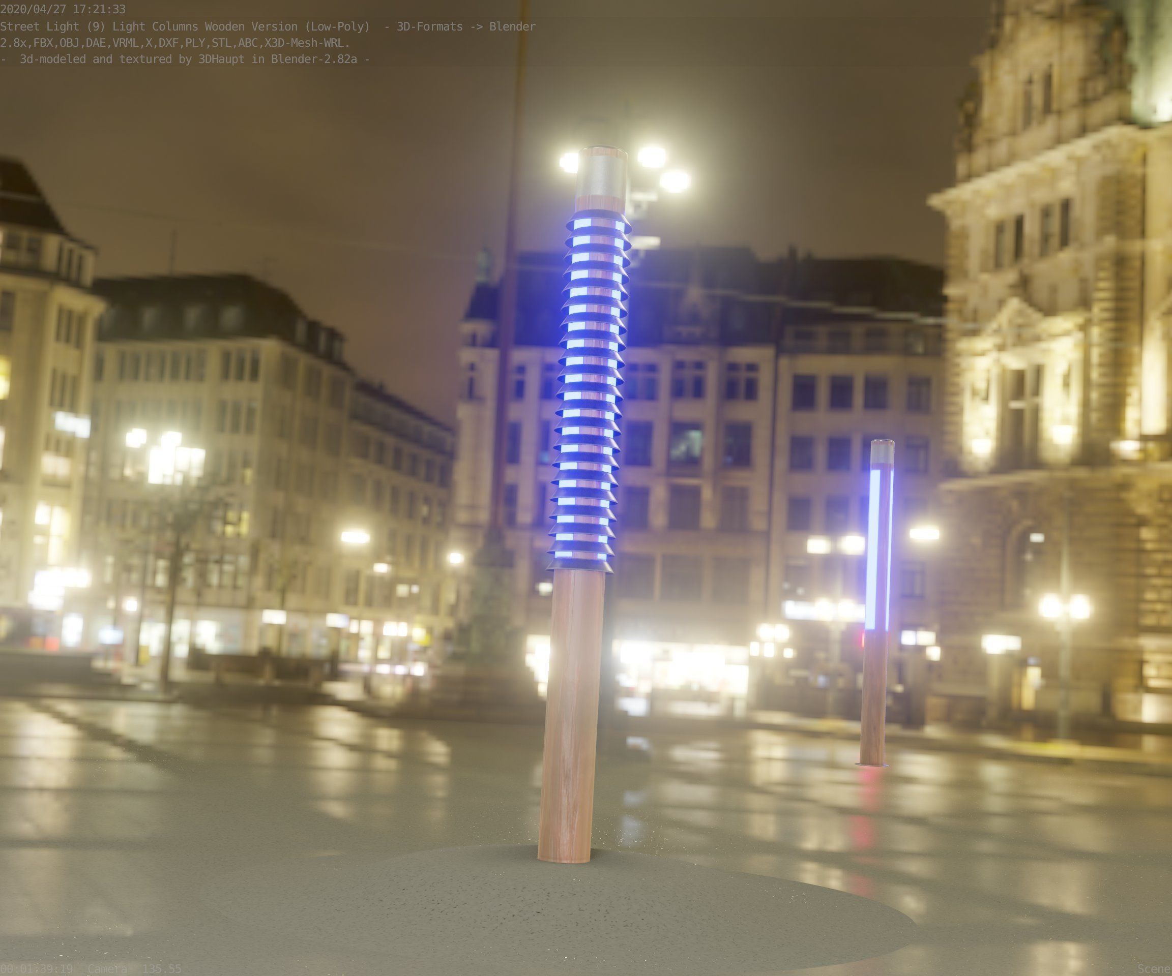 Wooden Lamp-Column 24 - Low-Poly Street-Light Set-9 Low-poly 3D model_95