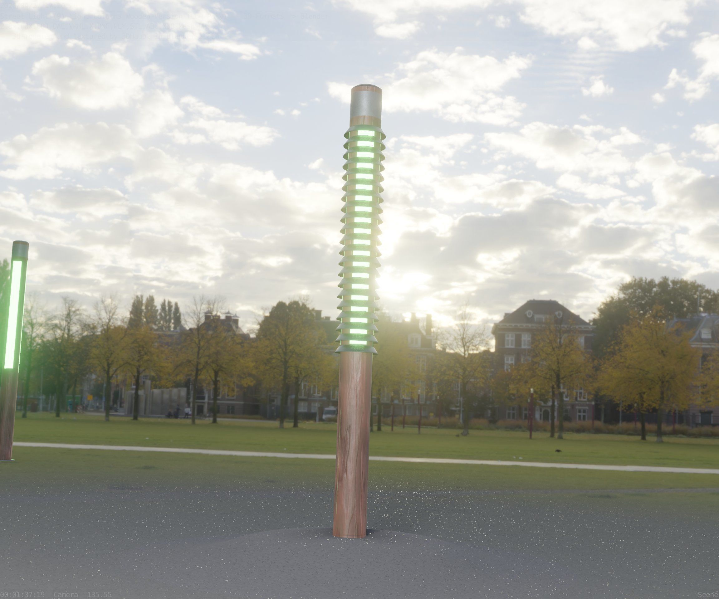 Wooden Lamp-Column 24 - Low-Poly Street-Light Set-9 Low-poly 3D model_5