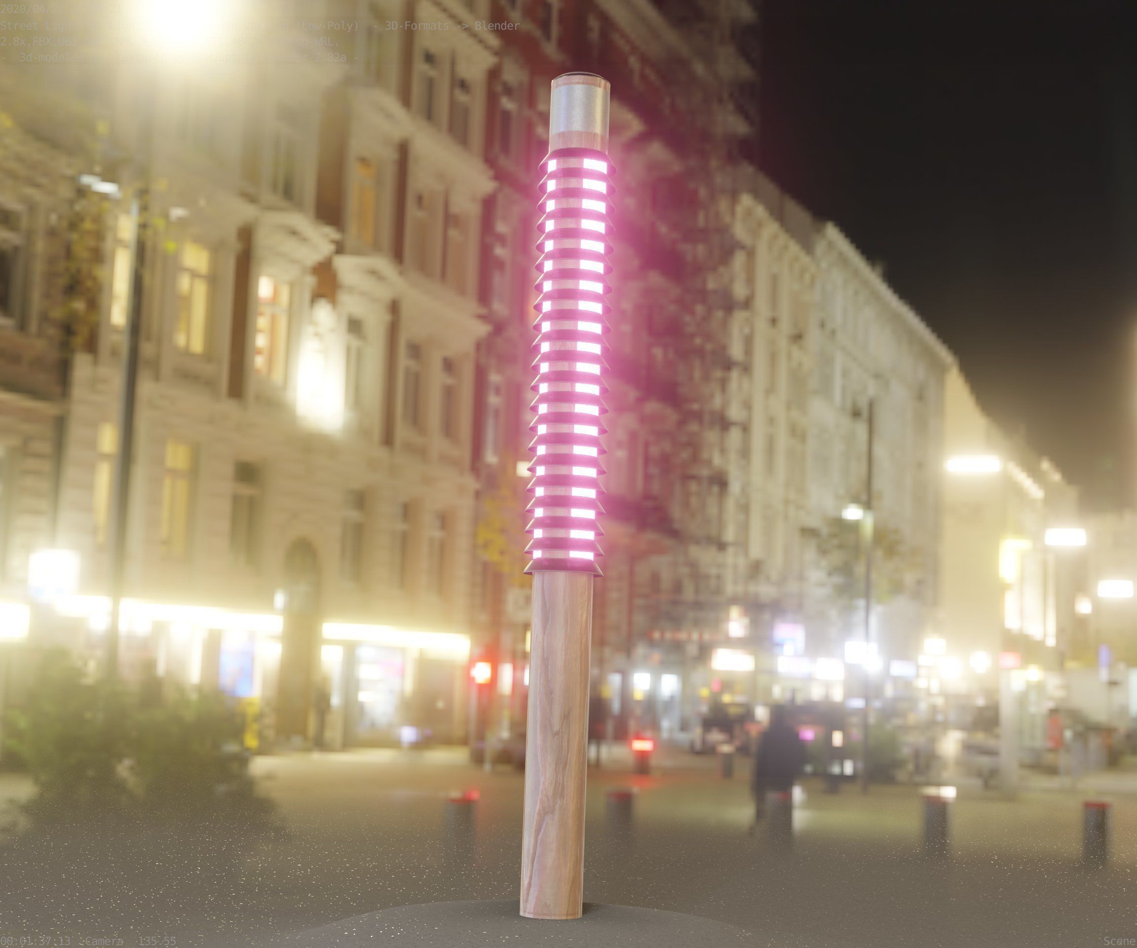 Wooden Lamp-Column 24 - Low-Poly Street-Light Set-9 Low-poly 3D model_50