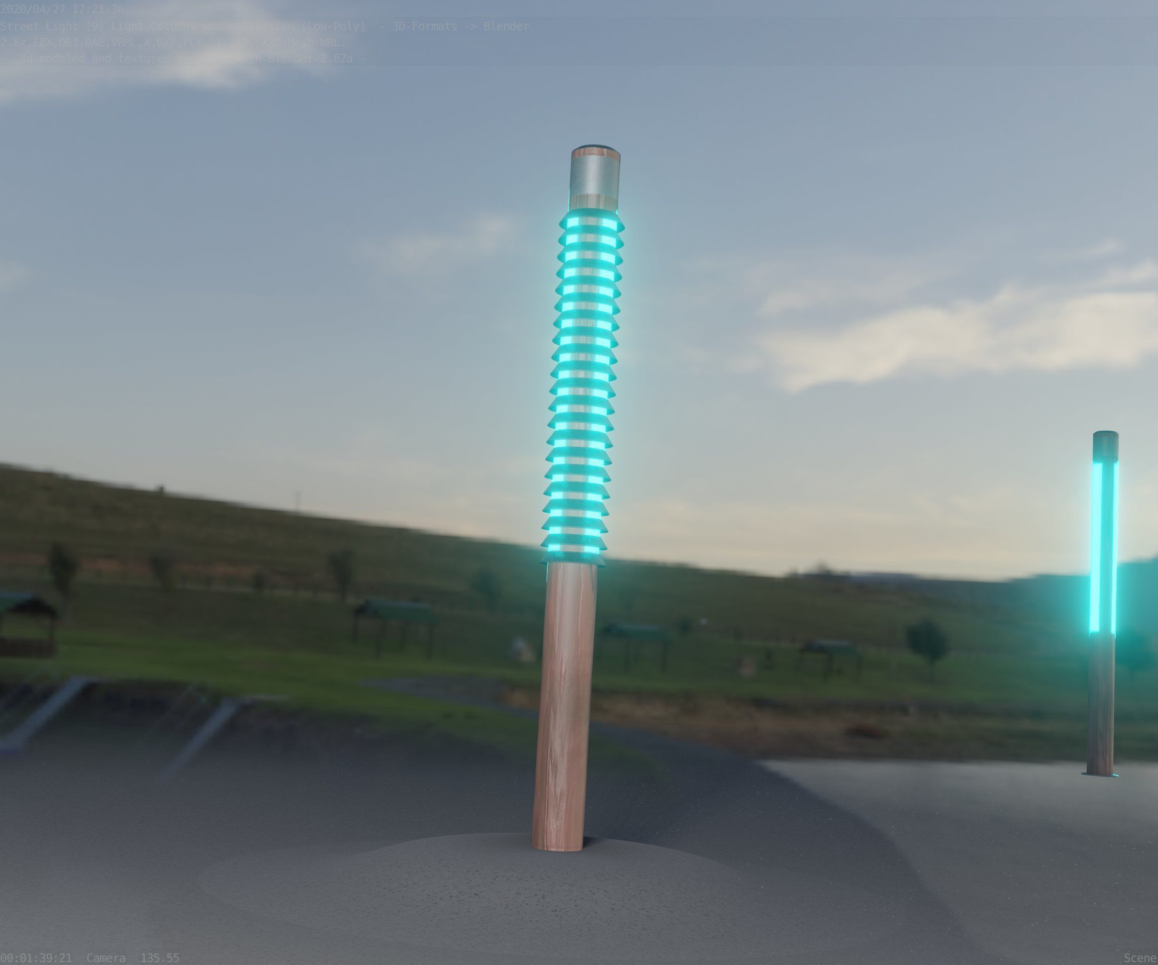 Wooden Lamp-Column 24 - Low-Poly Street-Light Set-9 Low-poly 3D model_97