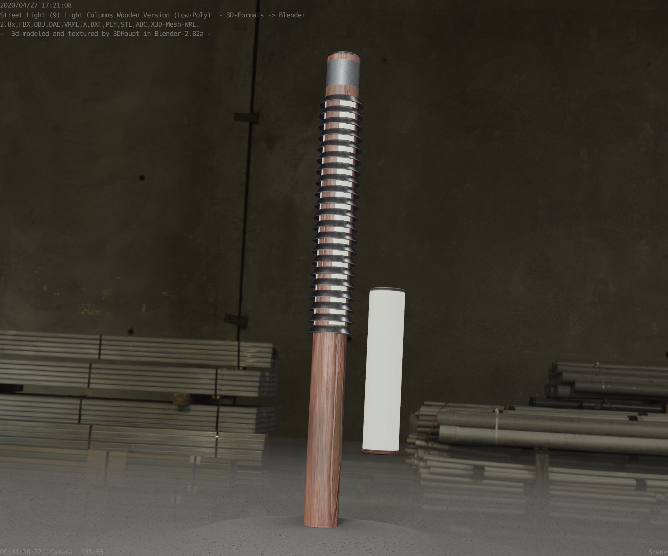 Wooden Lamp-Column 24 - Low-Poly Street-Light Set-9 Low-poly 3D model_74