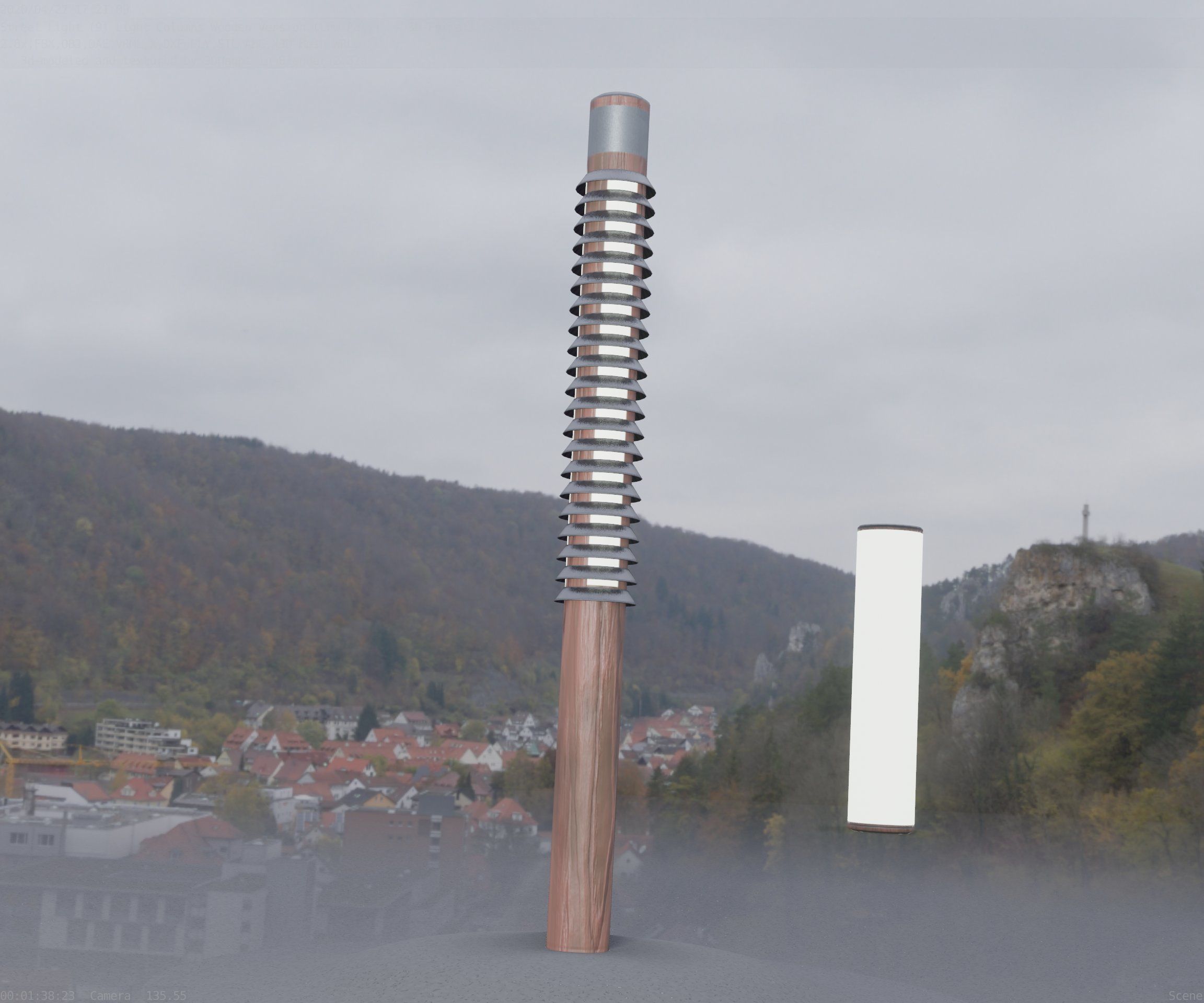 Wooden Lamp-Column 24 - Low-Poly Street-Light Set-9 Low-poly 3D model_75