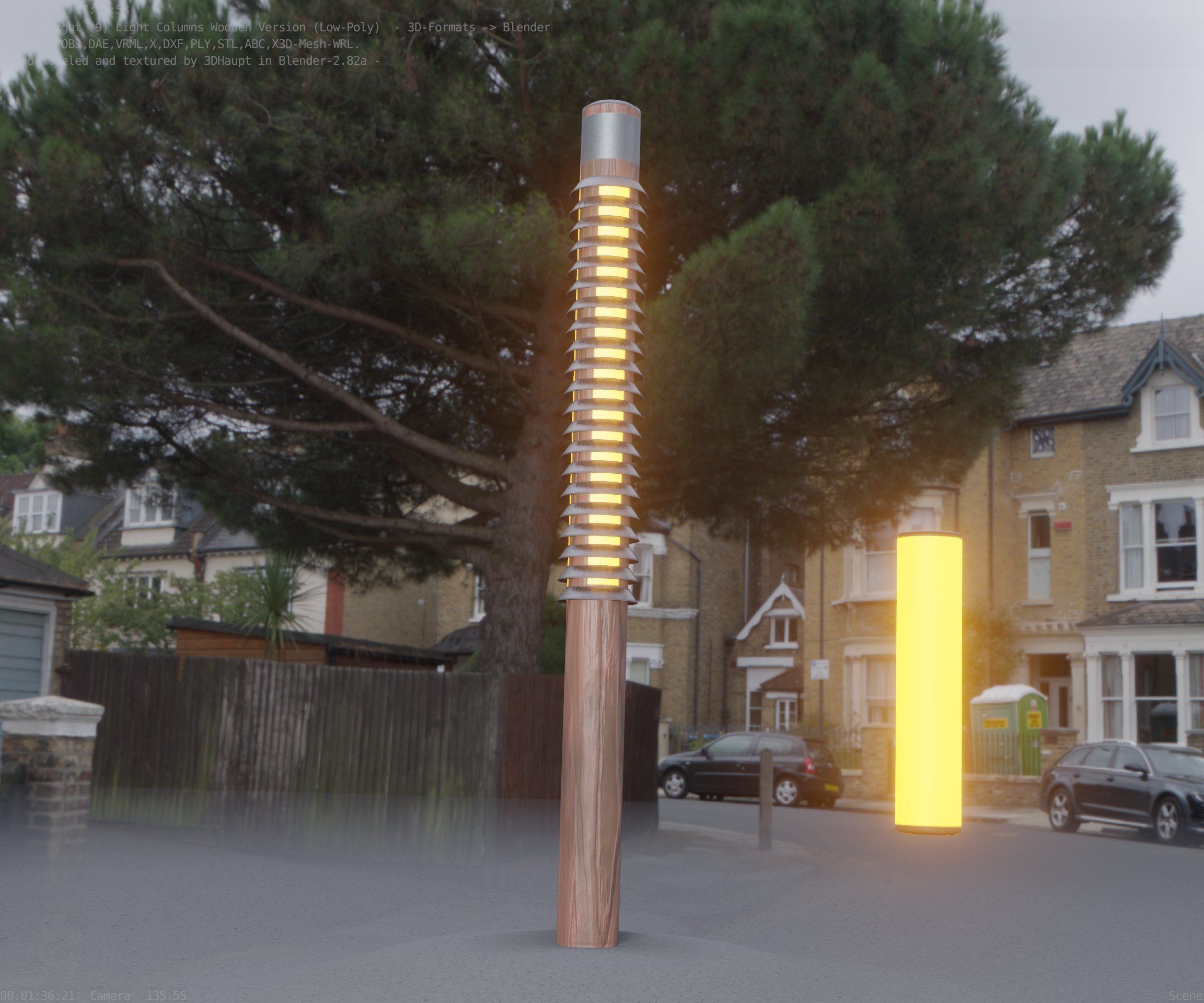 Wooden Lamp-Column 24 - Low-Poly Street-Light Set-9 Low-poly 3D model_34