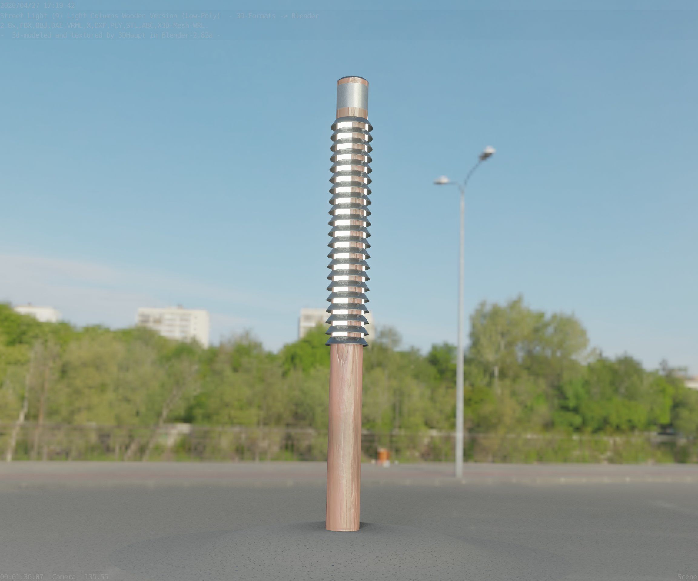 Wooden Lamp-Column 24 - Low-Poly Street-Light Set-9 Low-poly 3D model_20