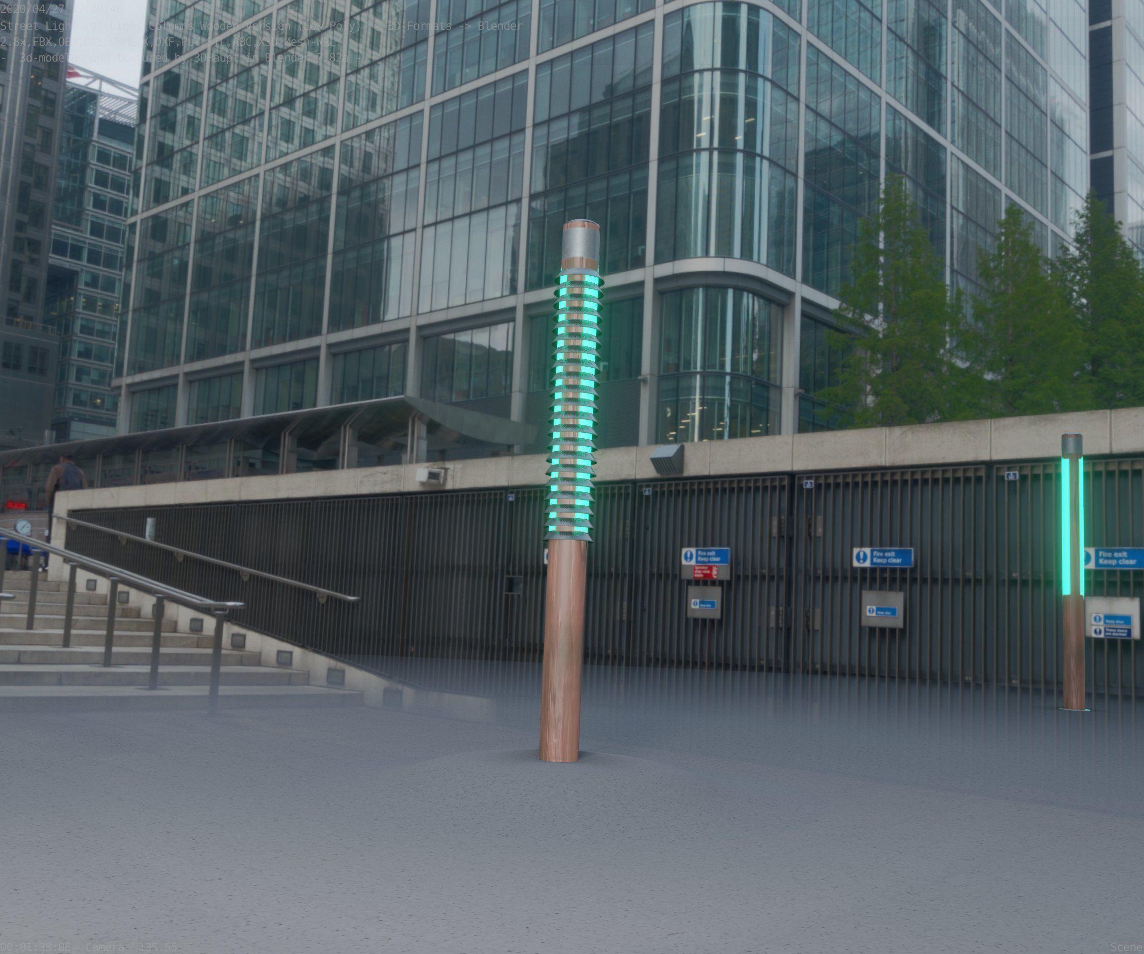 Wooden Lamp-Column 24 - Low-Poly Street-Light Set-9 Low-poly 3D model_58