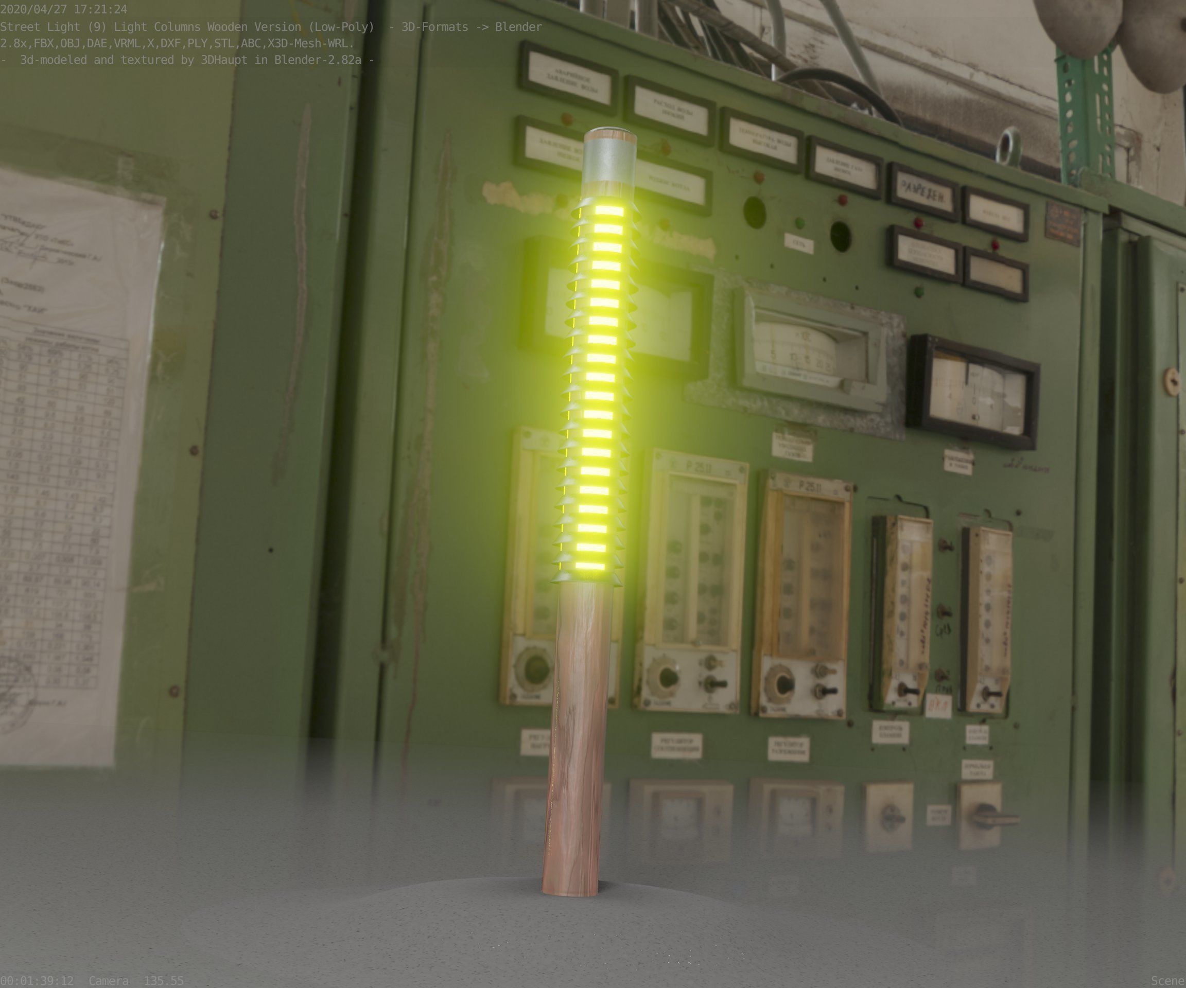 Wooden Lamp-Column 24 - Low-Poly Street-Light Set-9 Low-poly 3D model_88