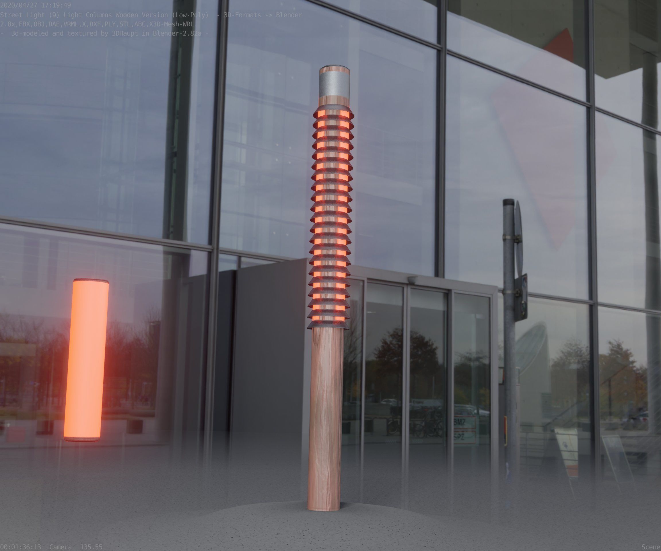 Wooden Lamp-Column 24 - Low-Poly Street-Light Set-9 Low-poly 3D model_26