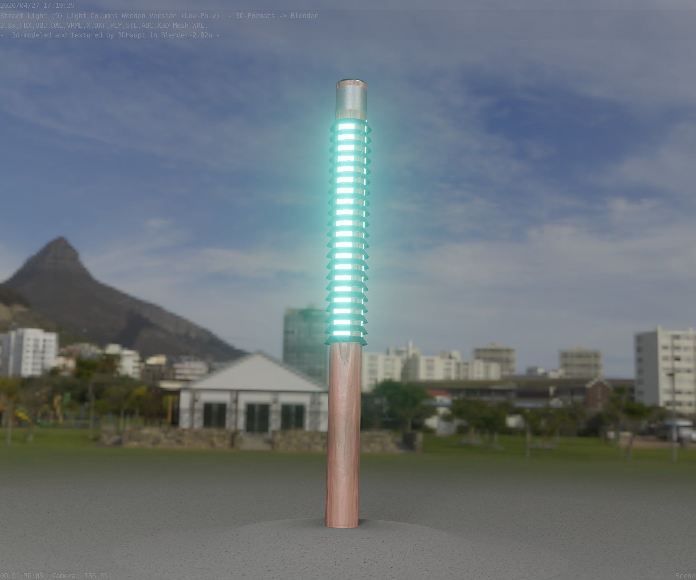 Wooden Lamp-Column 24 - Low-Poly Street-Light Set-9 Low-poly 3D model_18