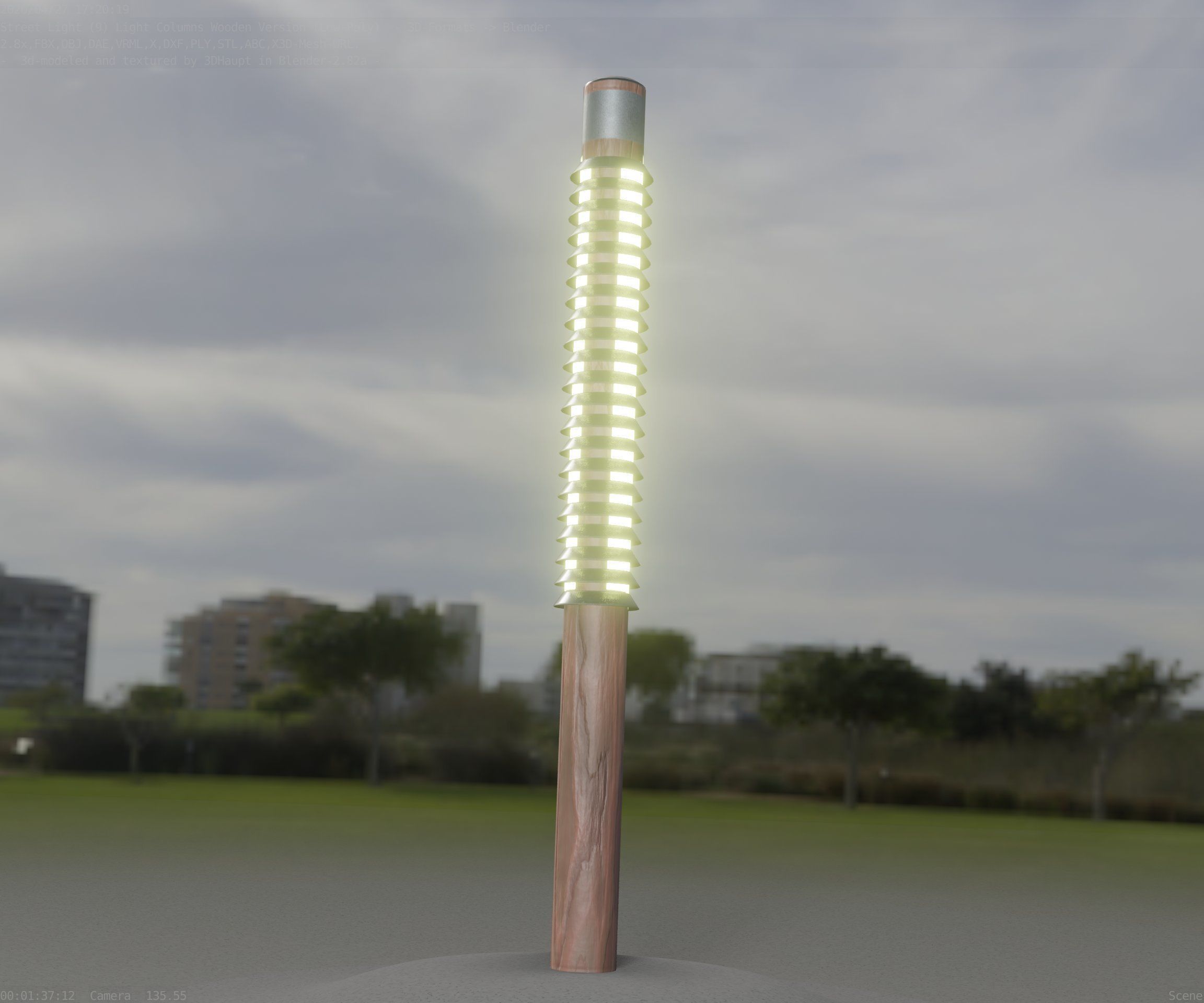 Wooden Lamp-Column 24 - Low-Poly Street-Light Set-9 Low-poly 3D model_49