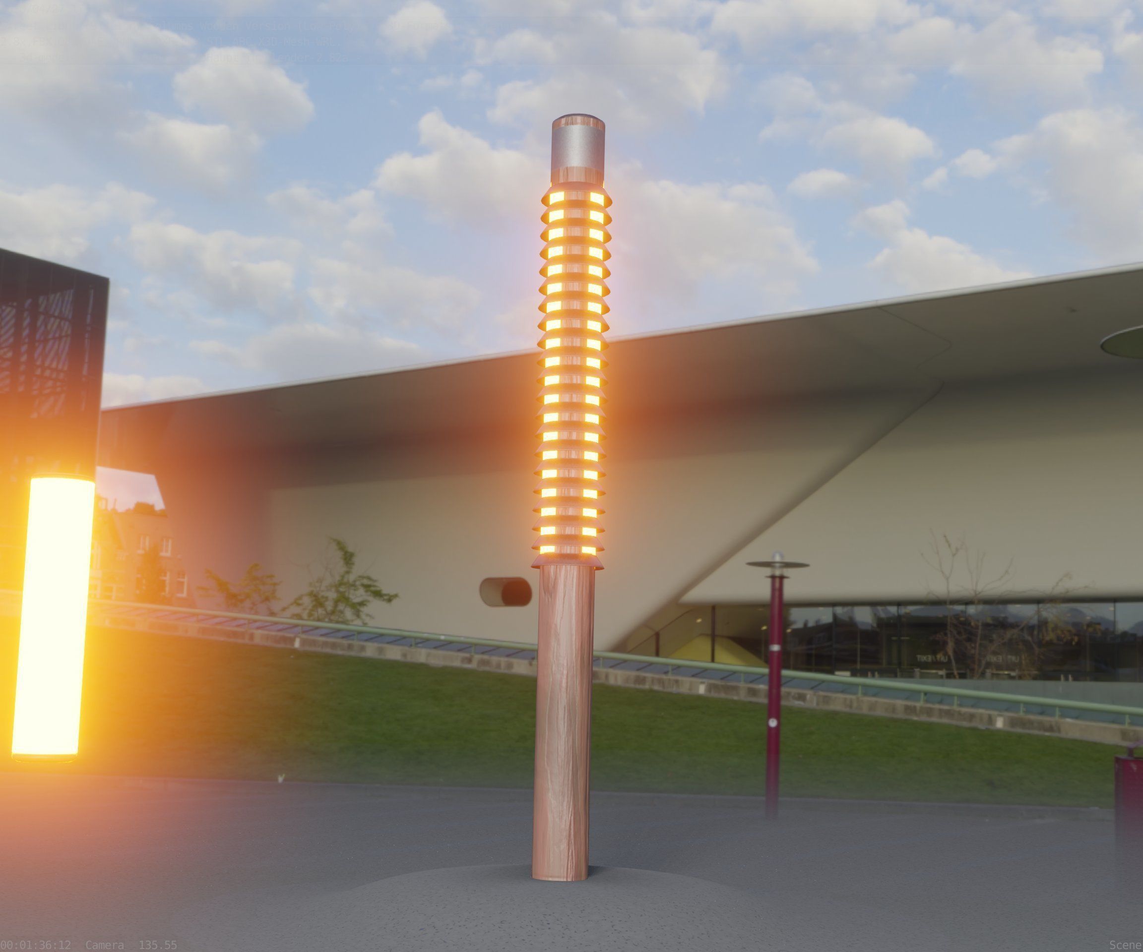 Wooden Lamp-Column 24 - Low-Poly Street-Light Set-9 Low-poly 3D model_25