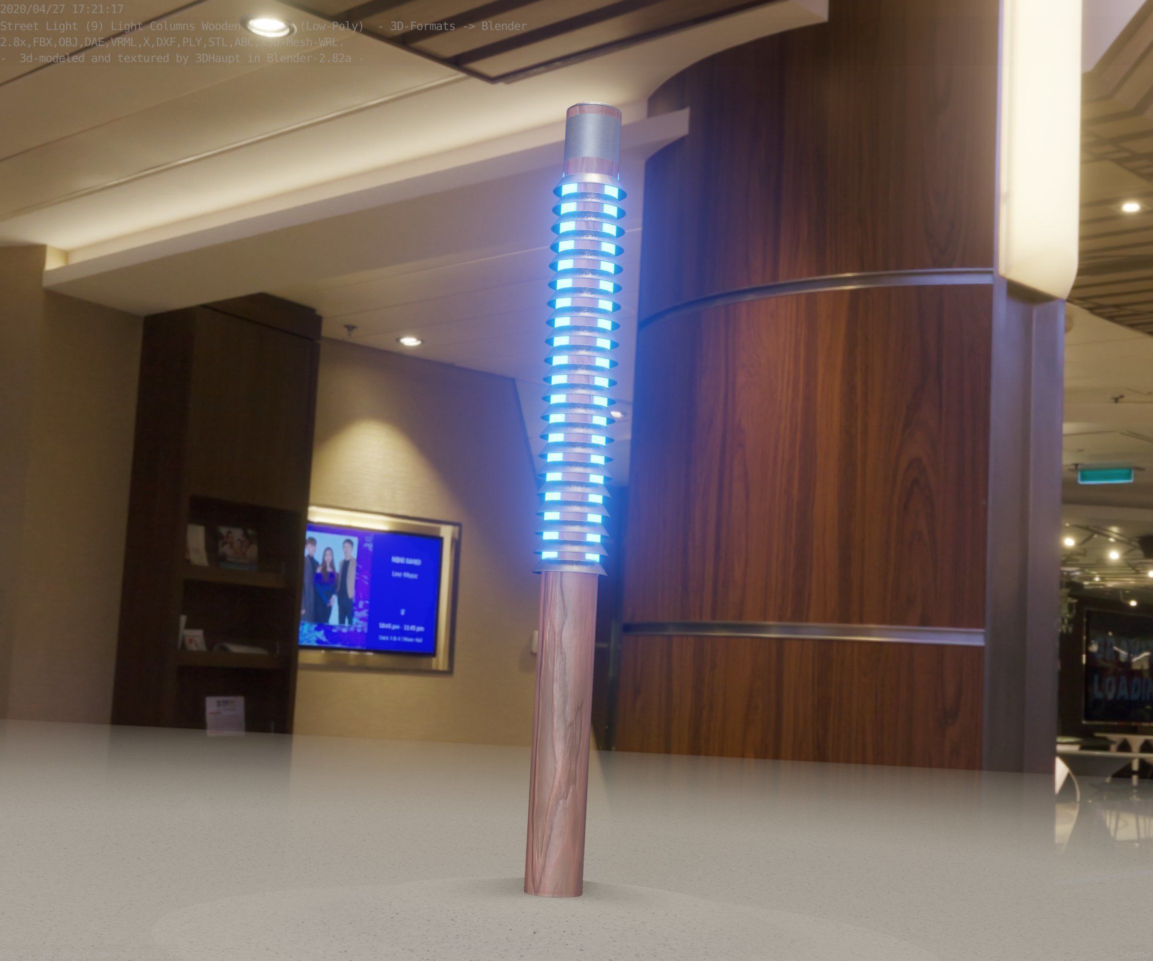 Wooden Lamp-Column 24 - Low-Poly Street-Light Set-9 Low-poly 3D model_82