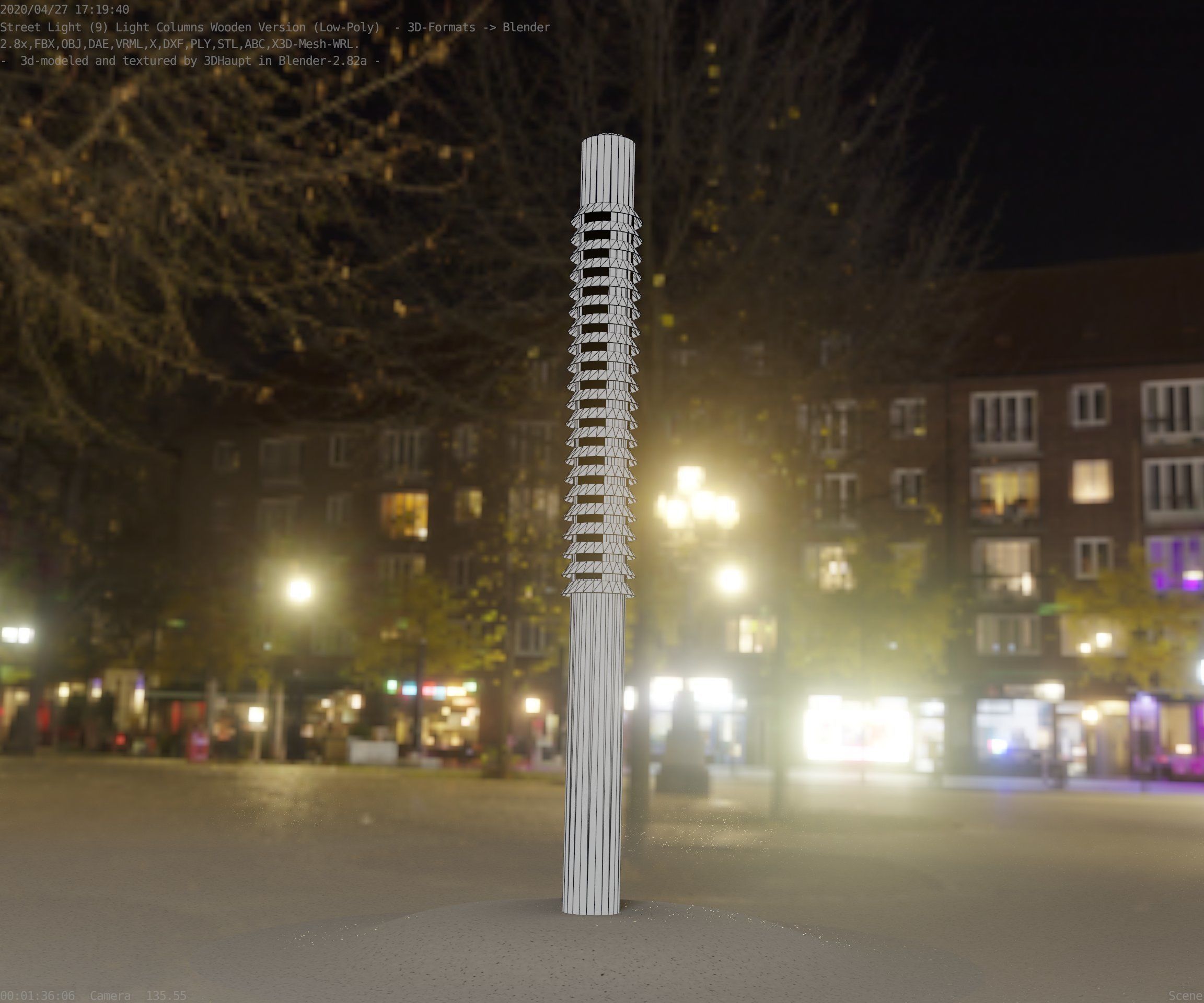 Wooden Lamp-Column 24 - Low-Poly Street-Light Set-9 Low-poly 3D model_19