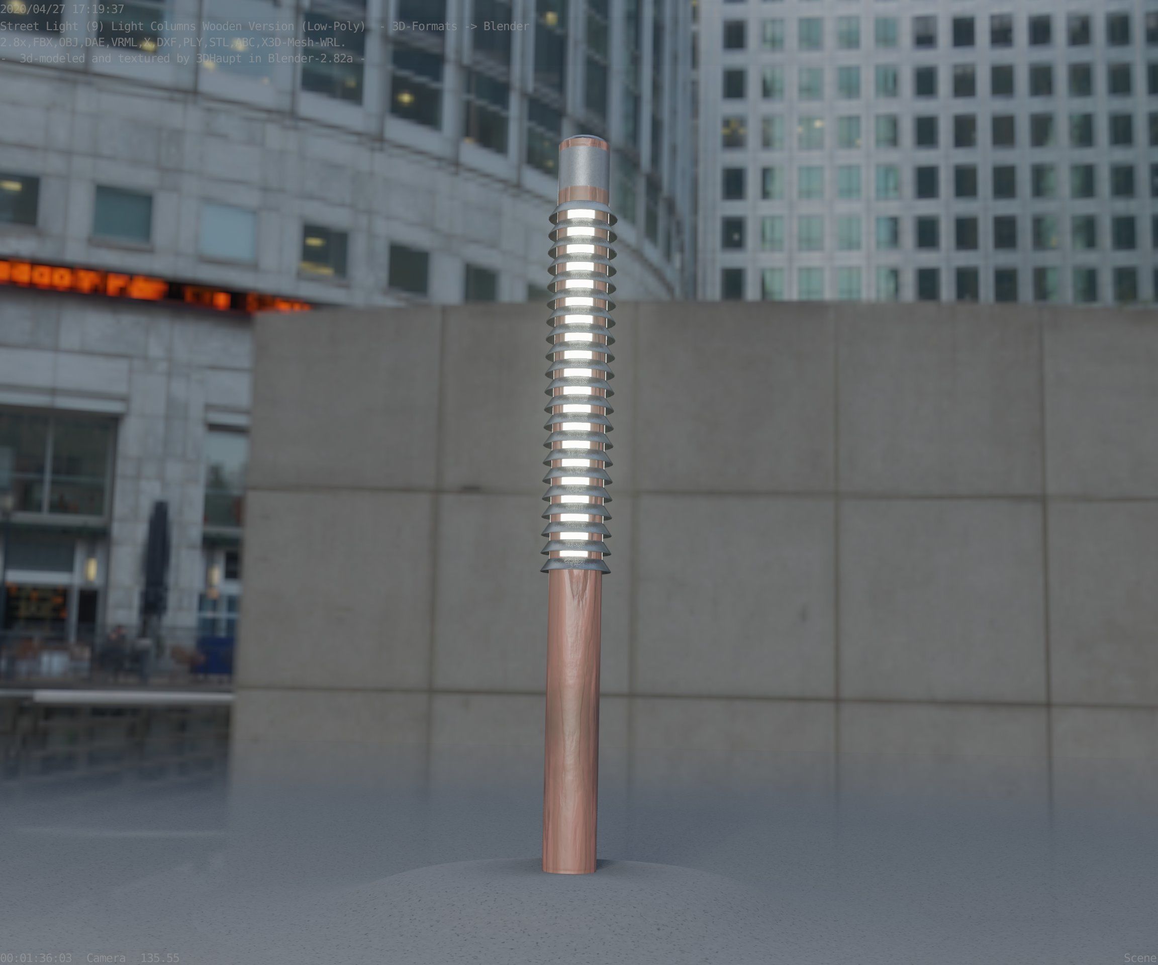 Wooden Lamp-Column 24 - Low-Poly Street-Light Set-9 Low-poly 3D model_16