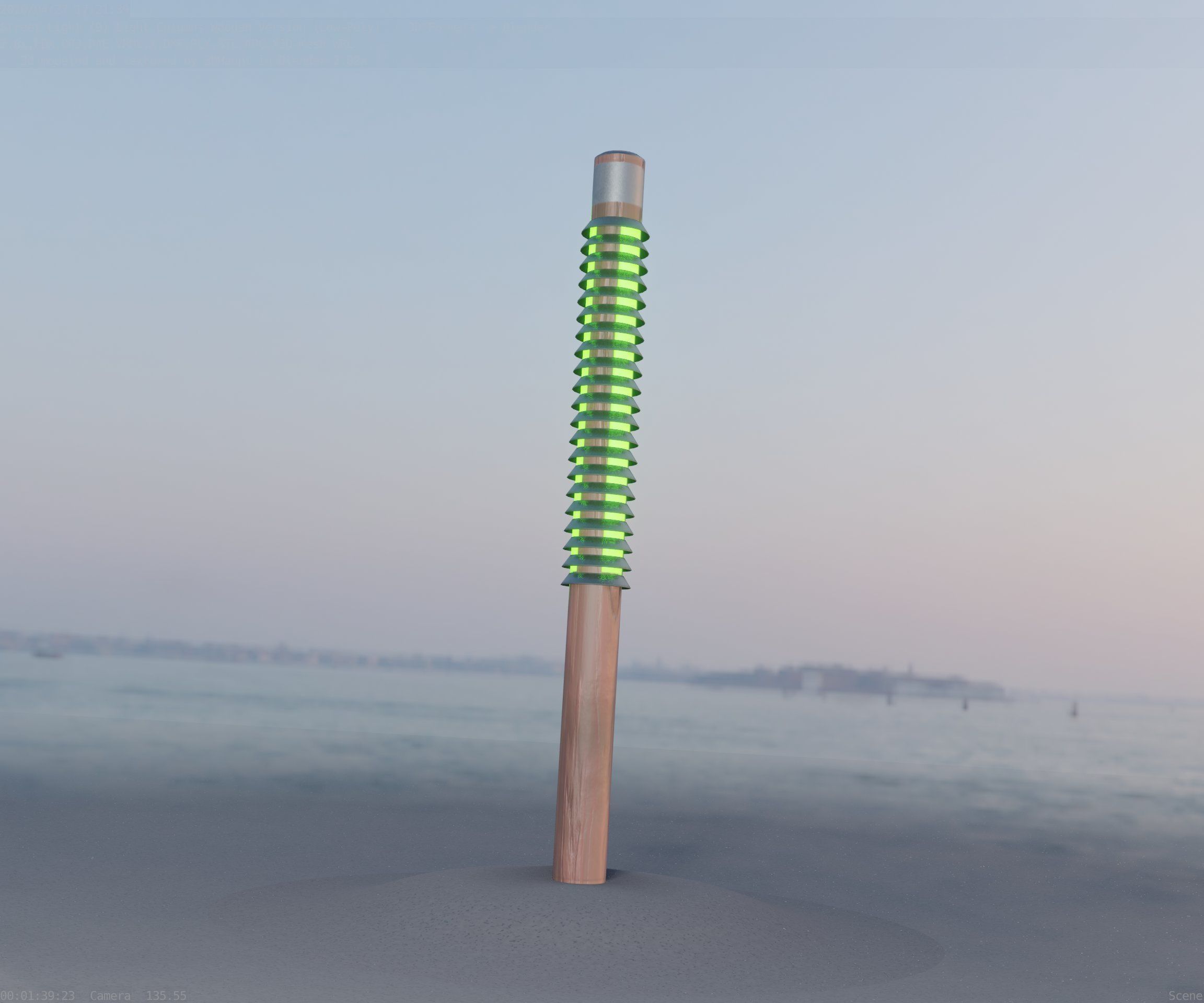 Wooden Lamp-Column 24 - Low-Poly Street-Light Set-9 Low-poly 3D model_99