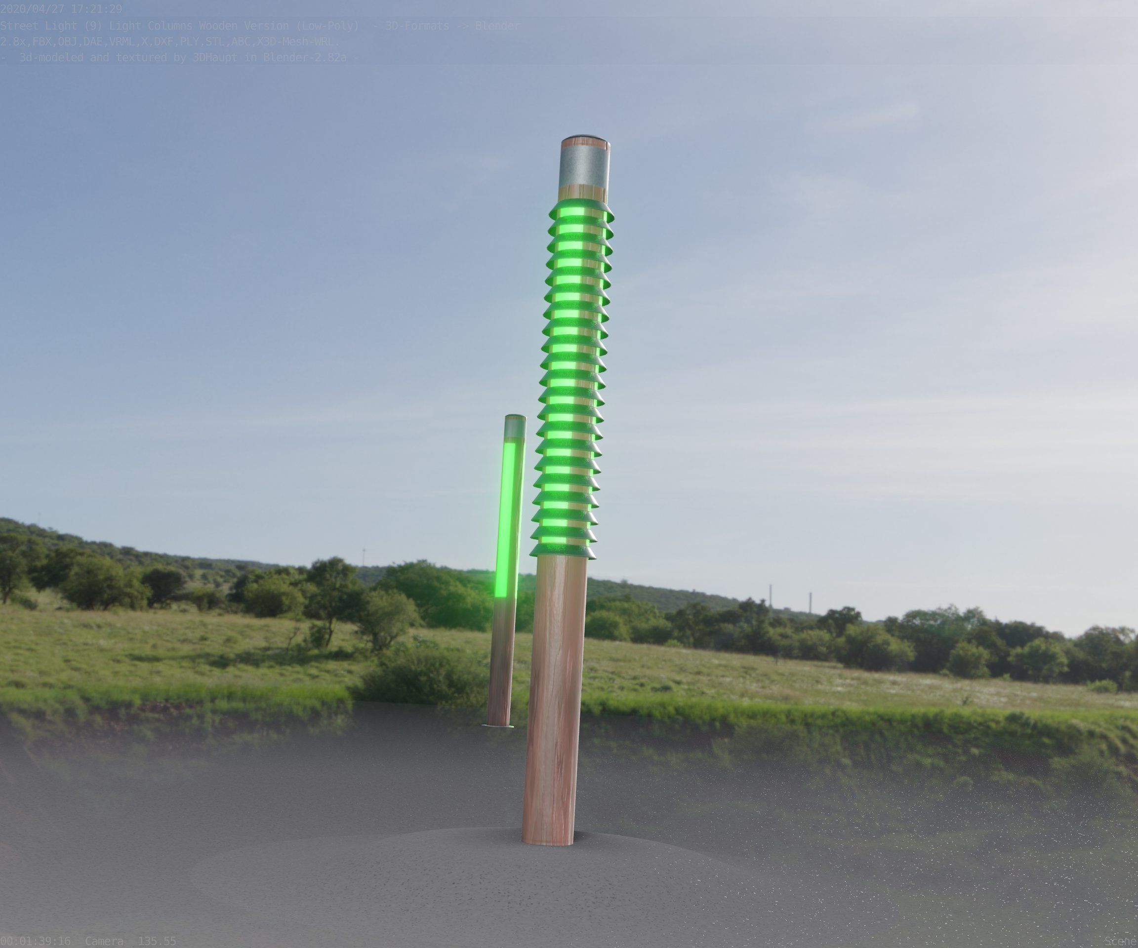 Wooden Lamp-Column 24 - Low-Poly Street-Light Set-9 Low-poly 3D model_92