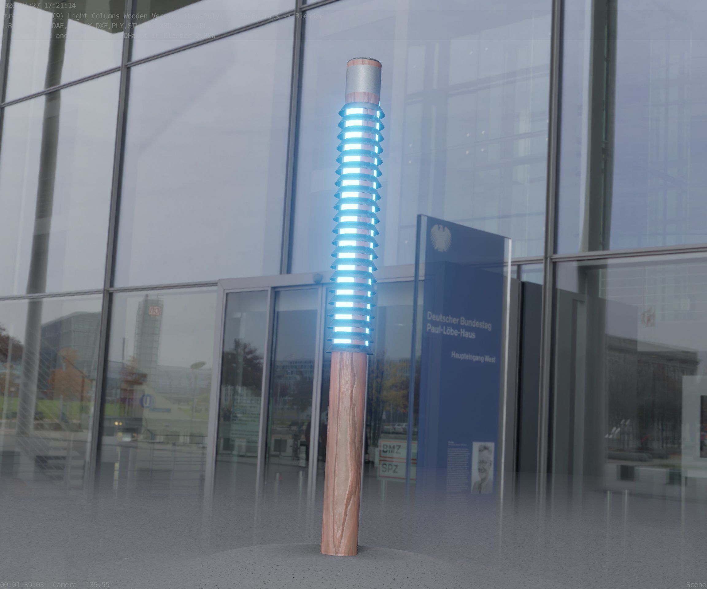 Wooden Lamp-Column 24 - Low-Poly Street-Light Set-9 Low-poly 3D model_79