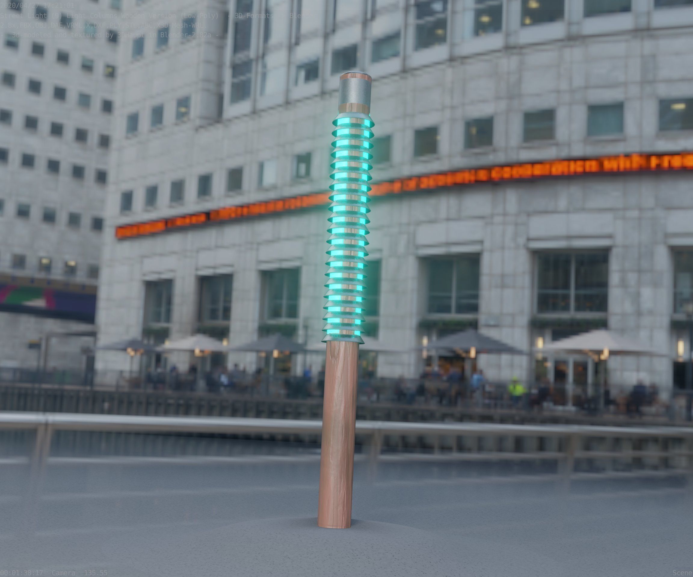 Wooden Lamp-Column 24 - Low-Poly Street-Light Set-9 Low-poly 3D model_69