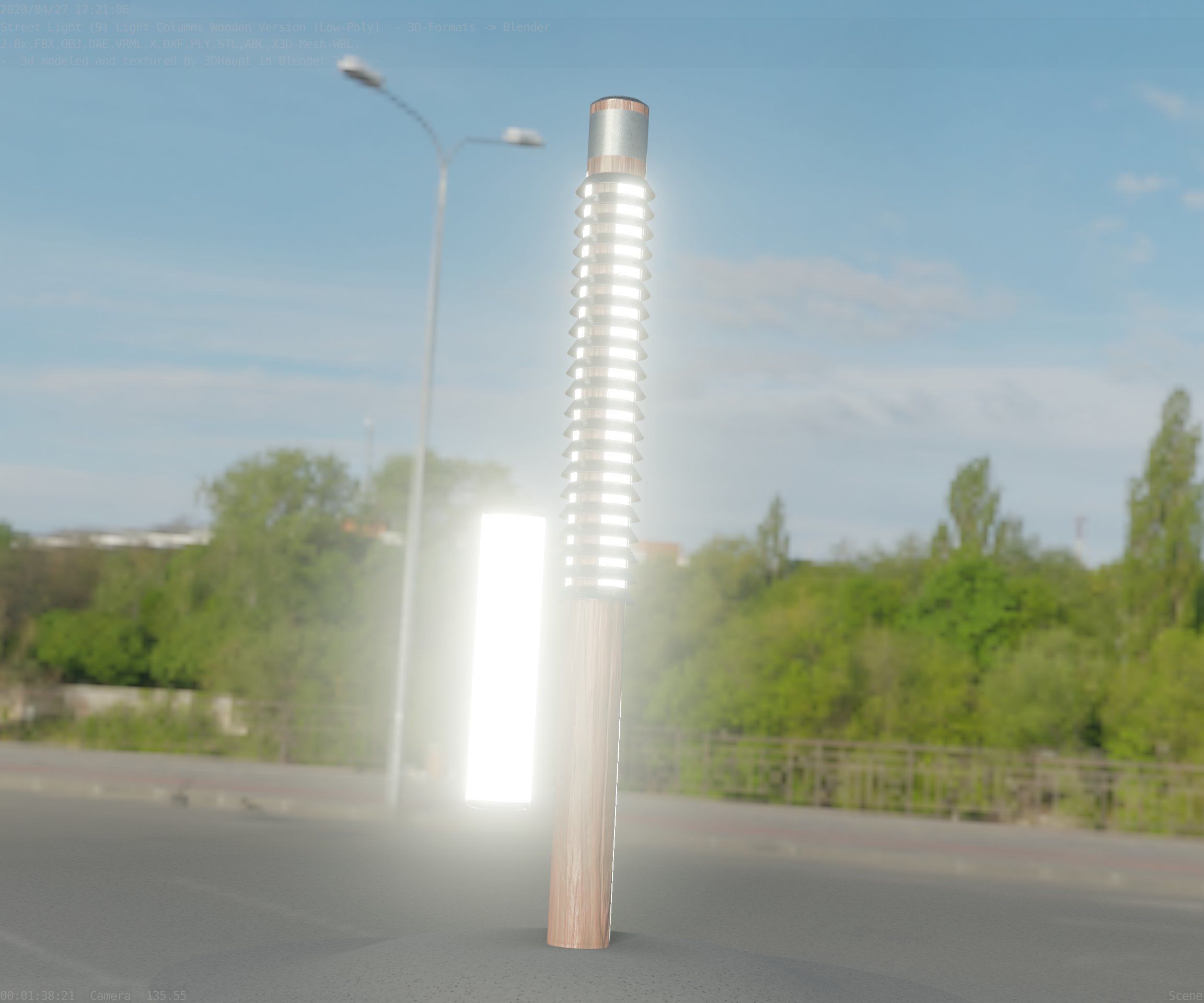 Wooden Lamp-Column 24 - Low-Poly Street-Light Set-9 Low-poly 3D model_73
