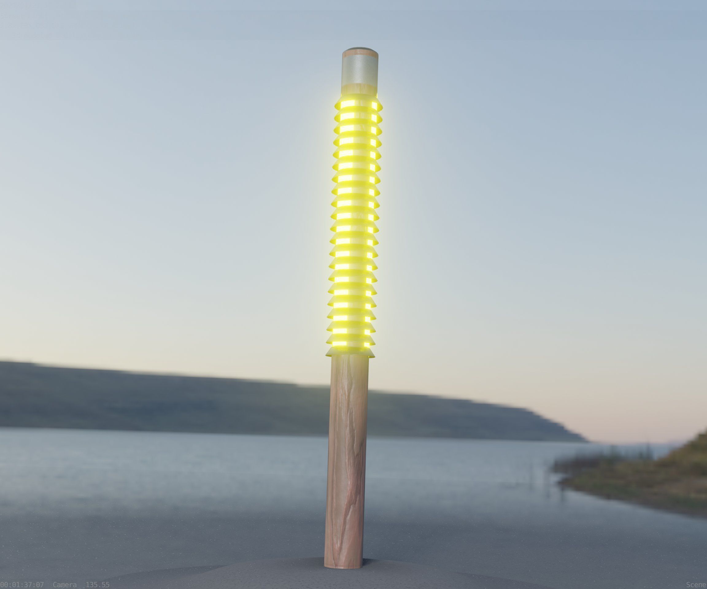 Wooden Lamp-Column 24 - Low-Poly Street-Light Set-9 Low-poly 3D model_44