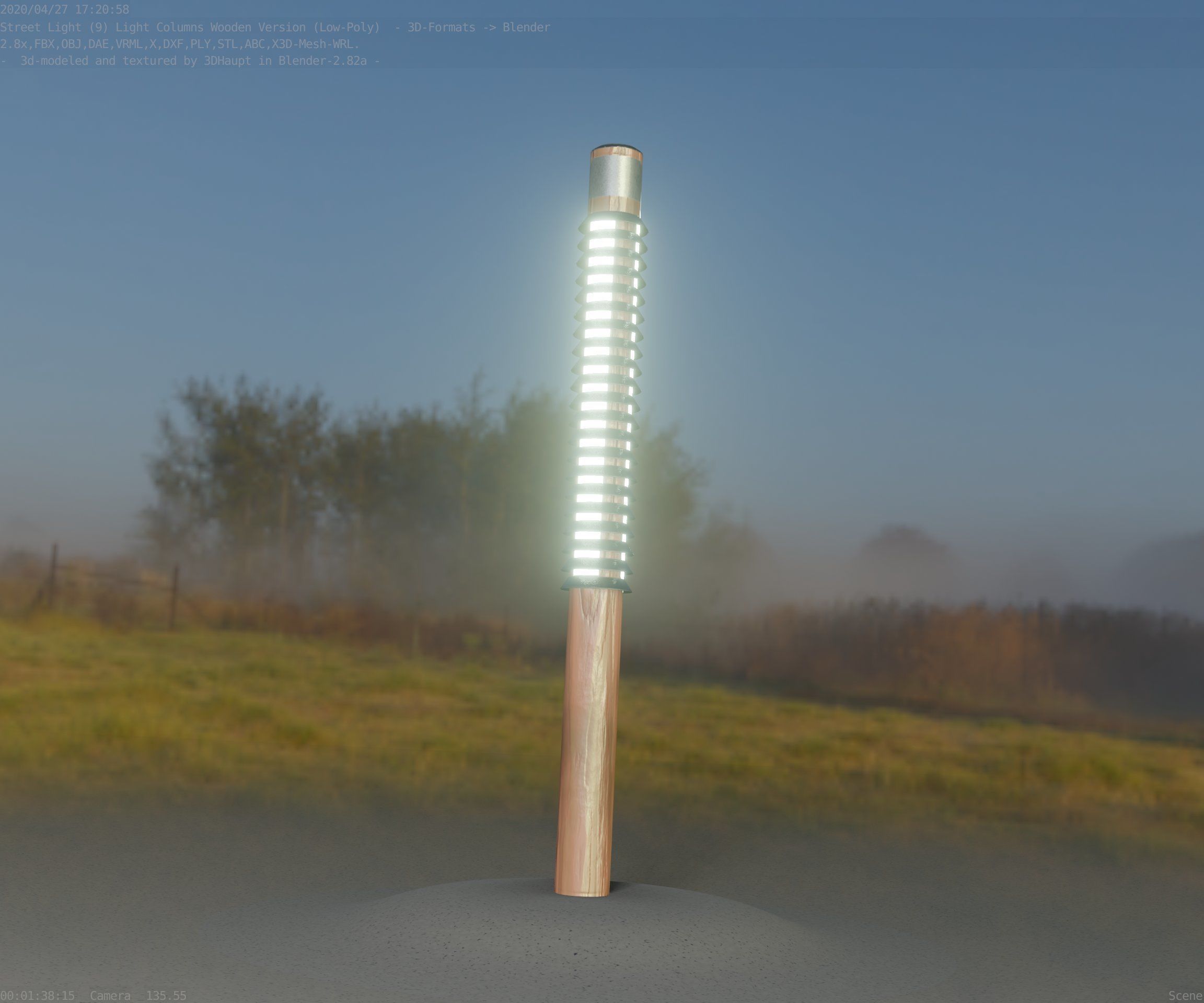 Wooden Lamp-Column 24 - Low-Poly Street-Light Set-9 Low-poly 3D model_67