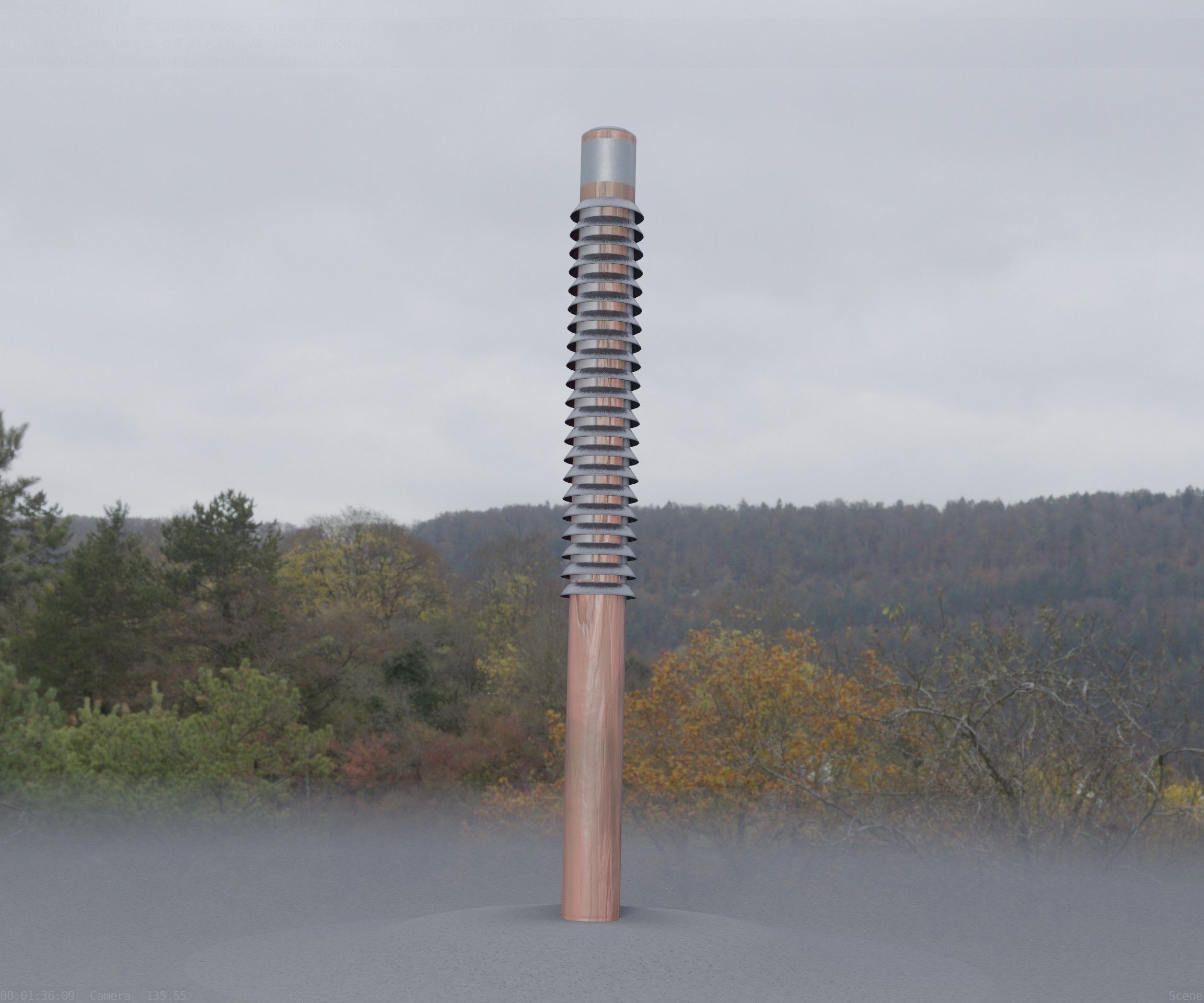 Wooden Lamp-Column 24 - Low-Poly Street-Light Set-9 Low-poly 3D model_22