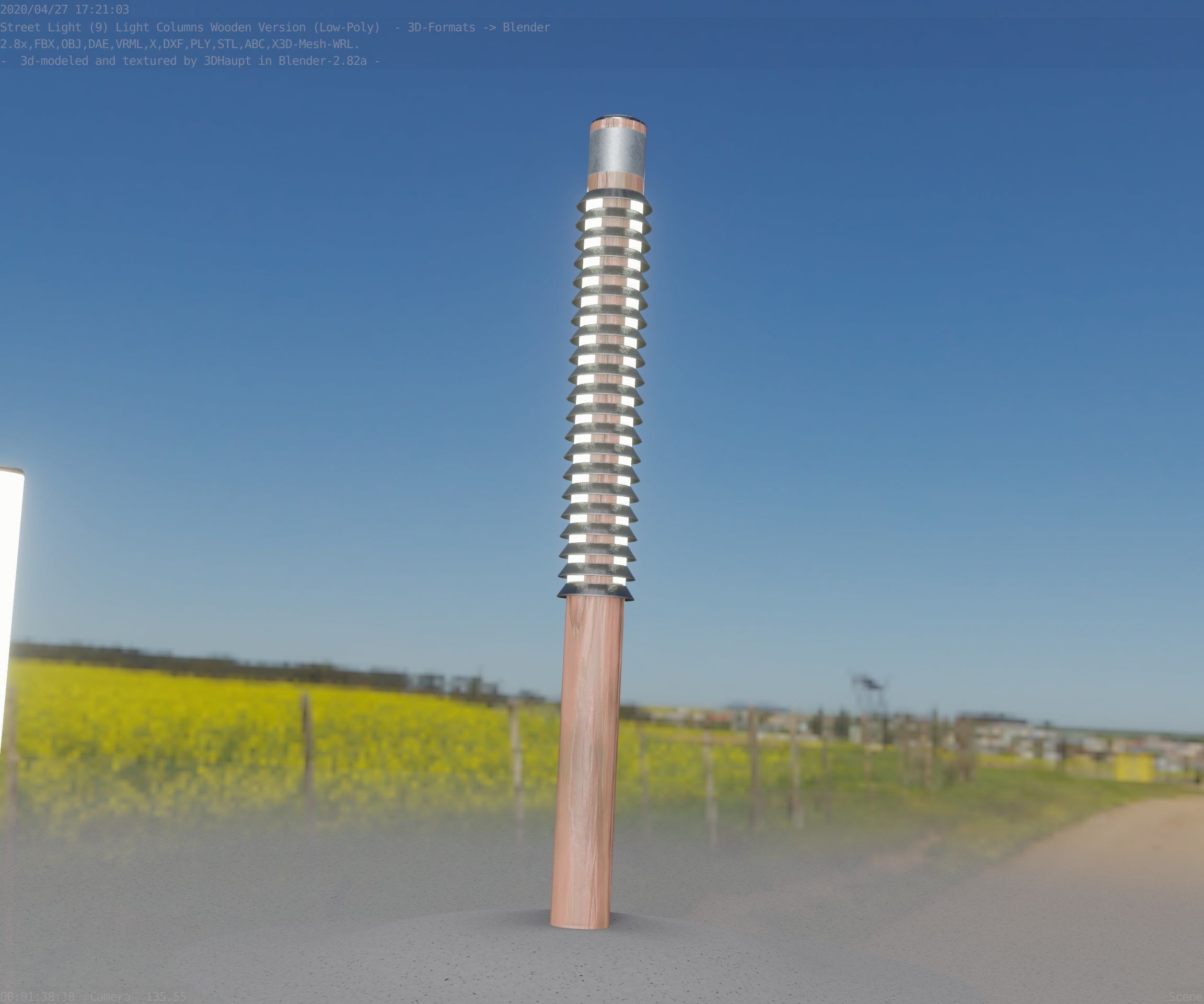 Wooden Lamp-Column 24 - Low-Poly Street-Light Set-9 Low-poly 3D model_70