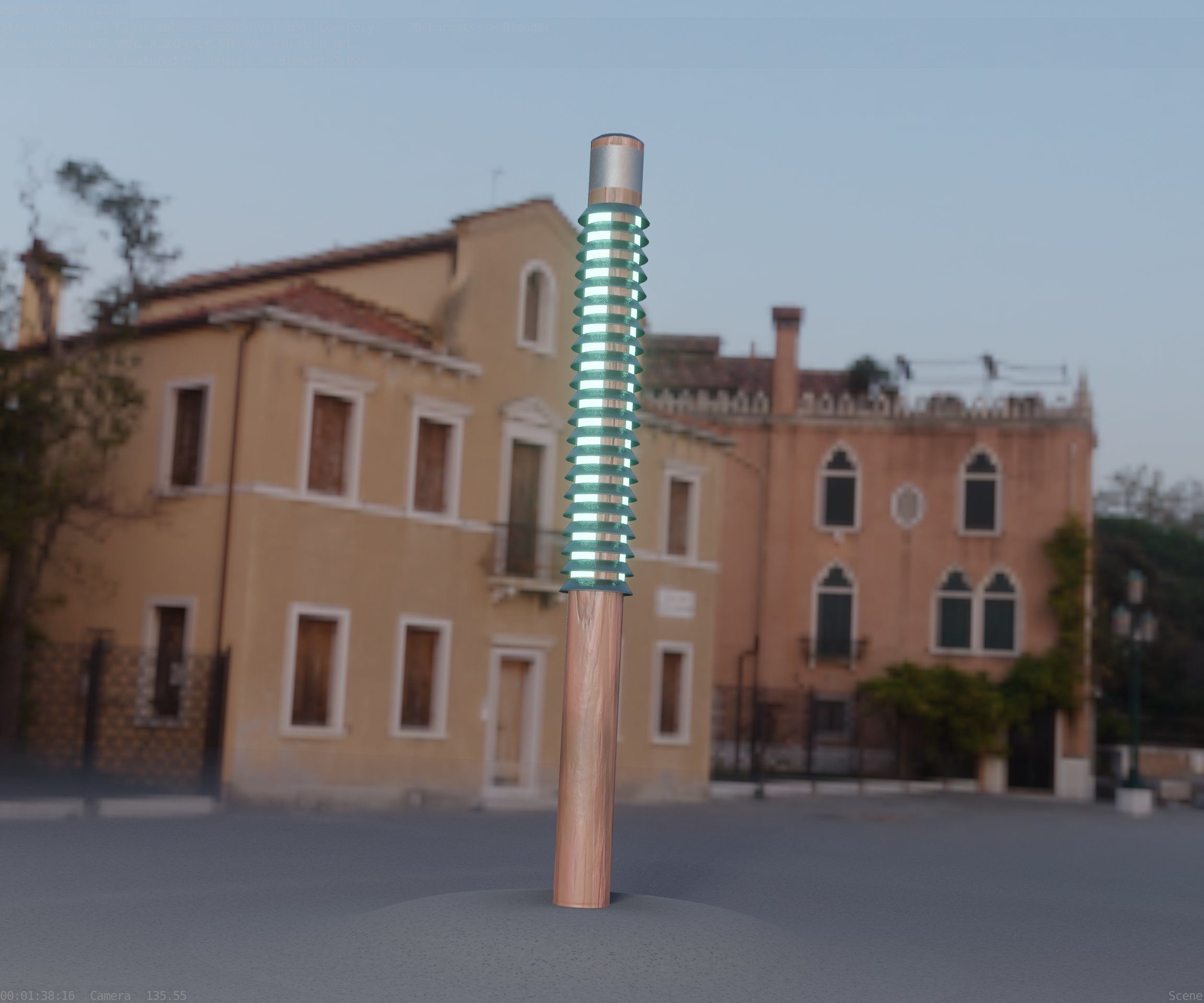 Wooden Lamp-Column 24 - Low-Poly Street-Light Set-9 Low-poly 3D model_68
