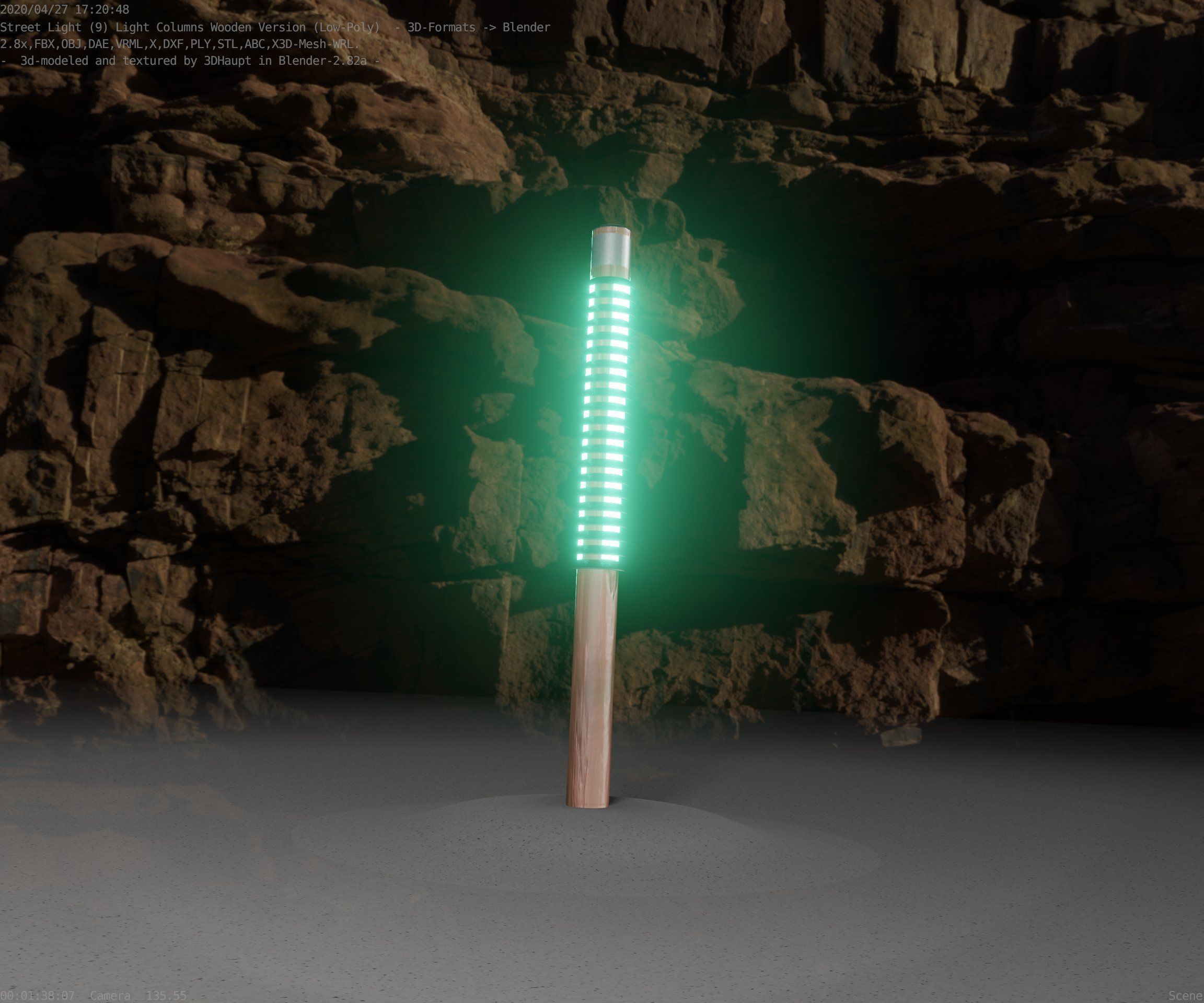 Wooden Lamp-Column 24 - Low-Poly Street-Light Set-9 Low-poly 3D model_59