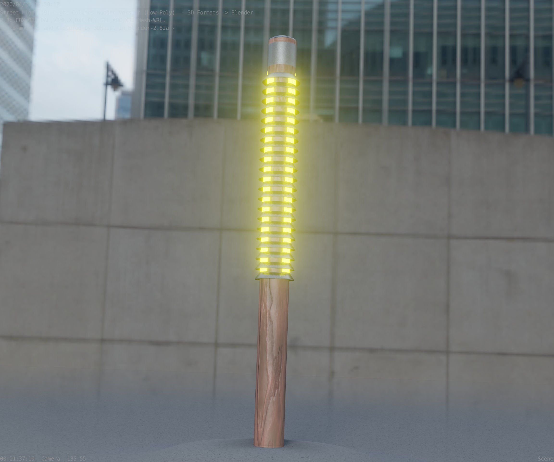 Wooden Lamp-Column 24 - Low-Poly Street-Light Set-9 Low-poly 3D model_47