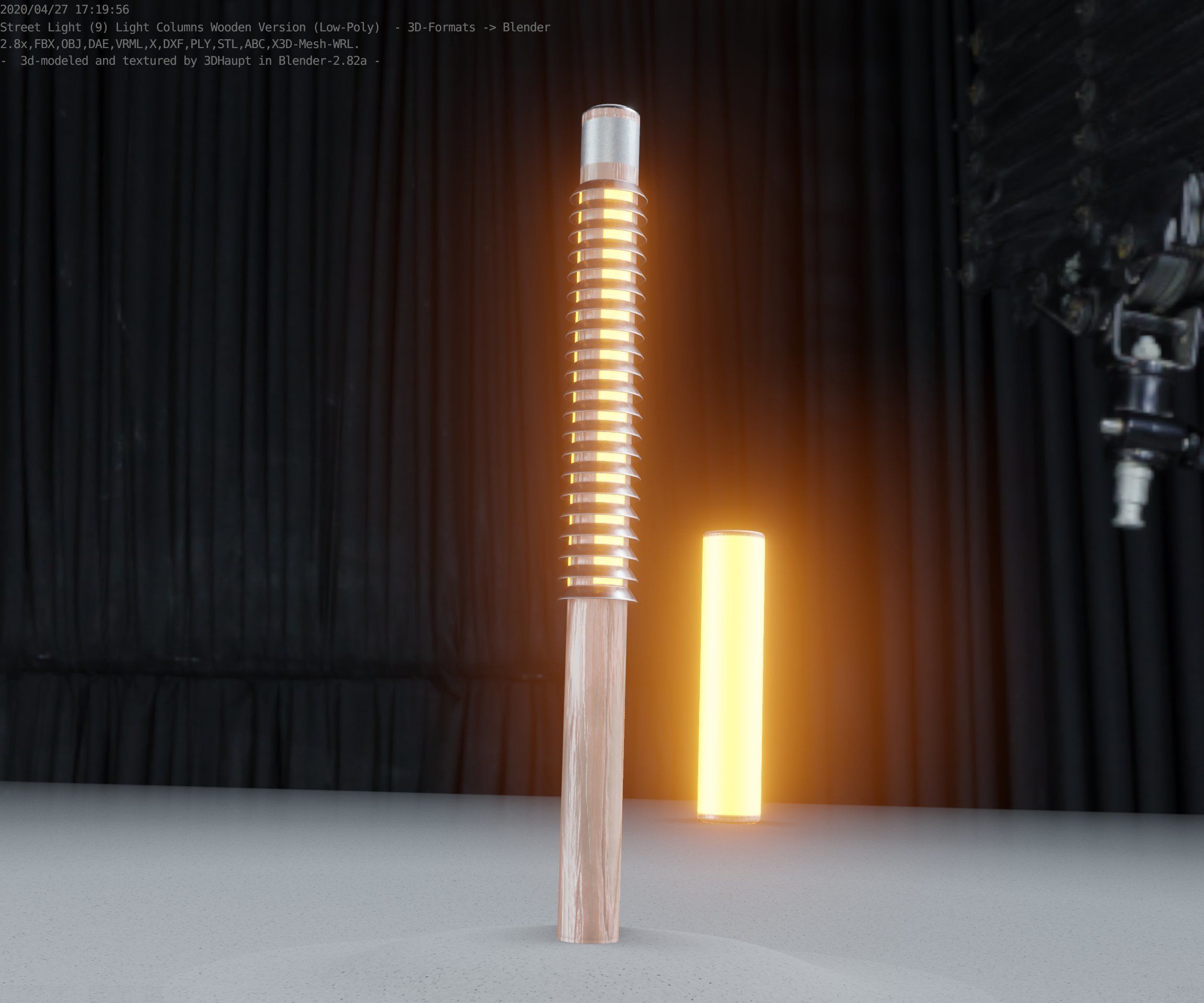 Wooden Lamp-Column 24 - Low-Poly Street-Light Set-9 Low-poly 3D model_32