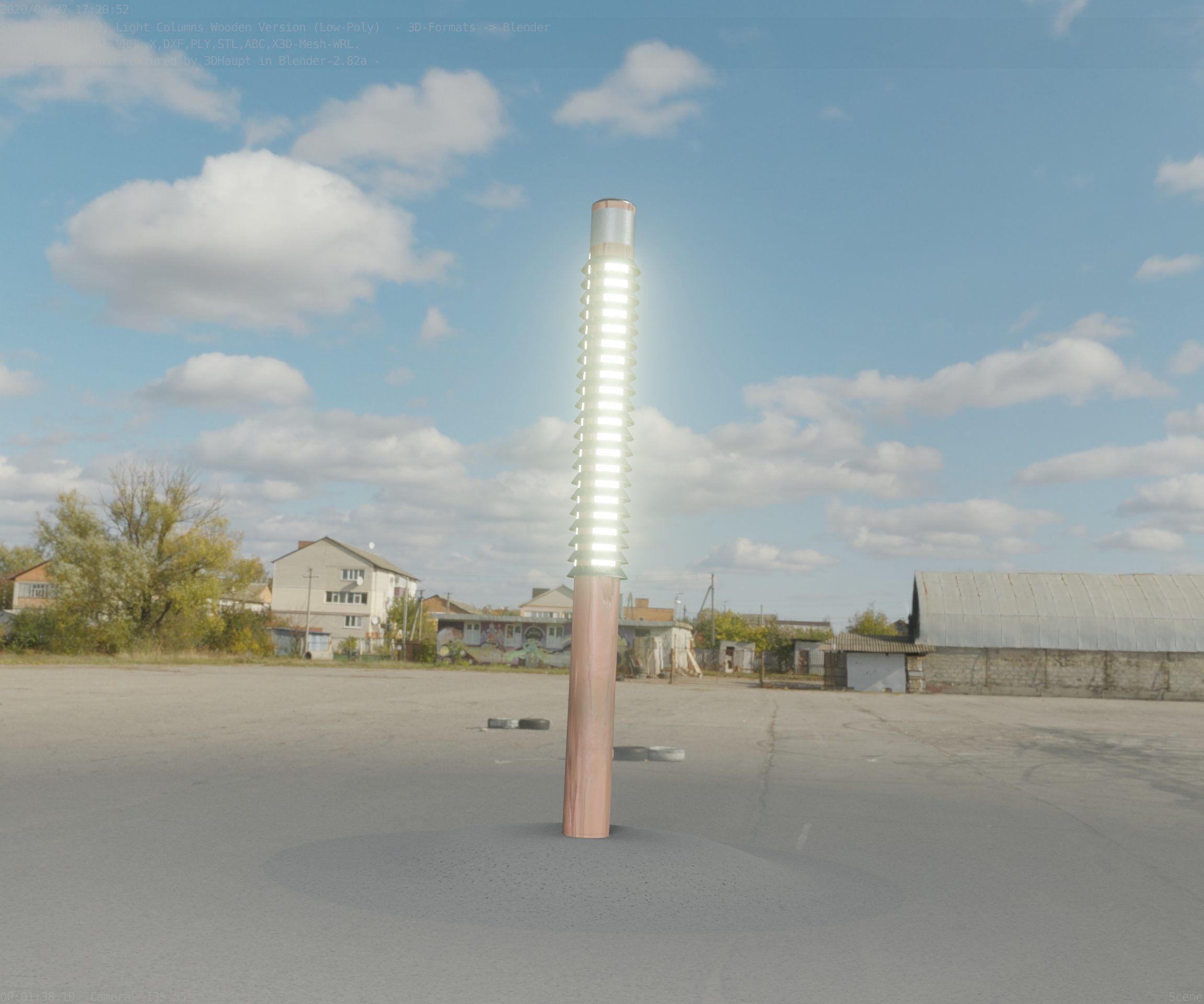 Wooden Lamp-Column 24 - Low-Poly Street-Light Set-9 Low-poly 3D model_62