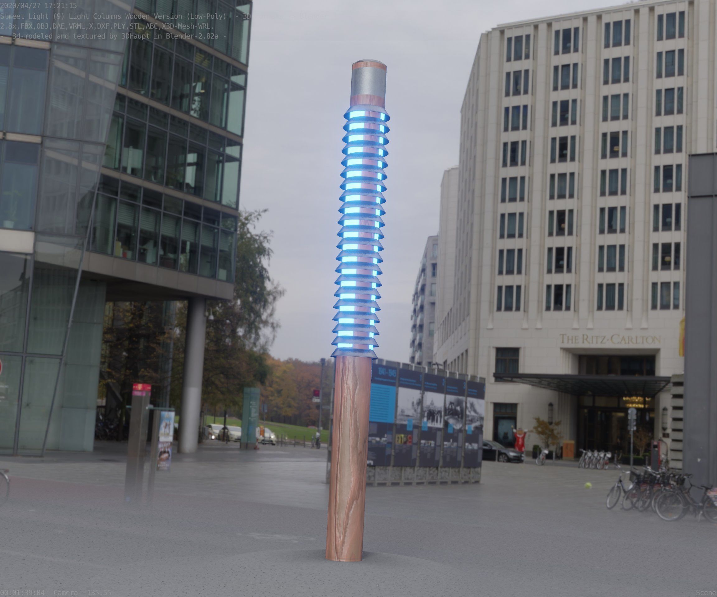 Wooden Lamp-Column 24 - Low-Poly Street-Light Set-9 Low-poly 3D model_80