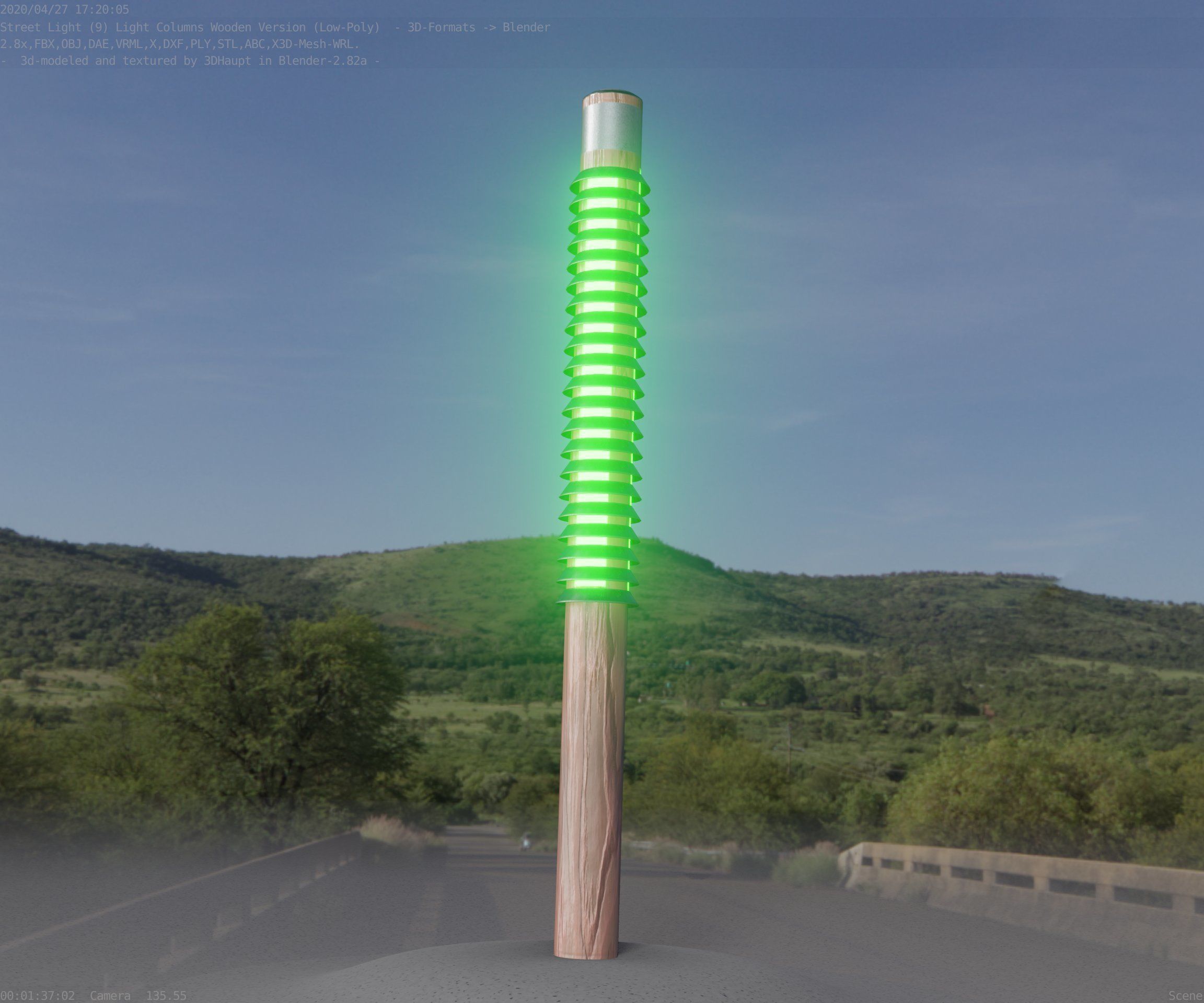 Wooden Lamp-Column 24 - Low-Poly Street-Light Set-9 Low-poly 3D model_39