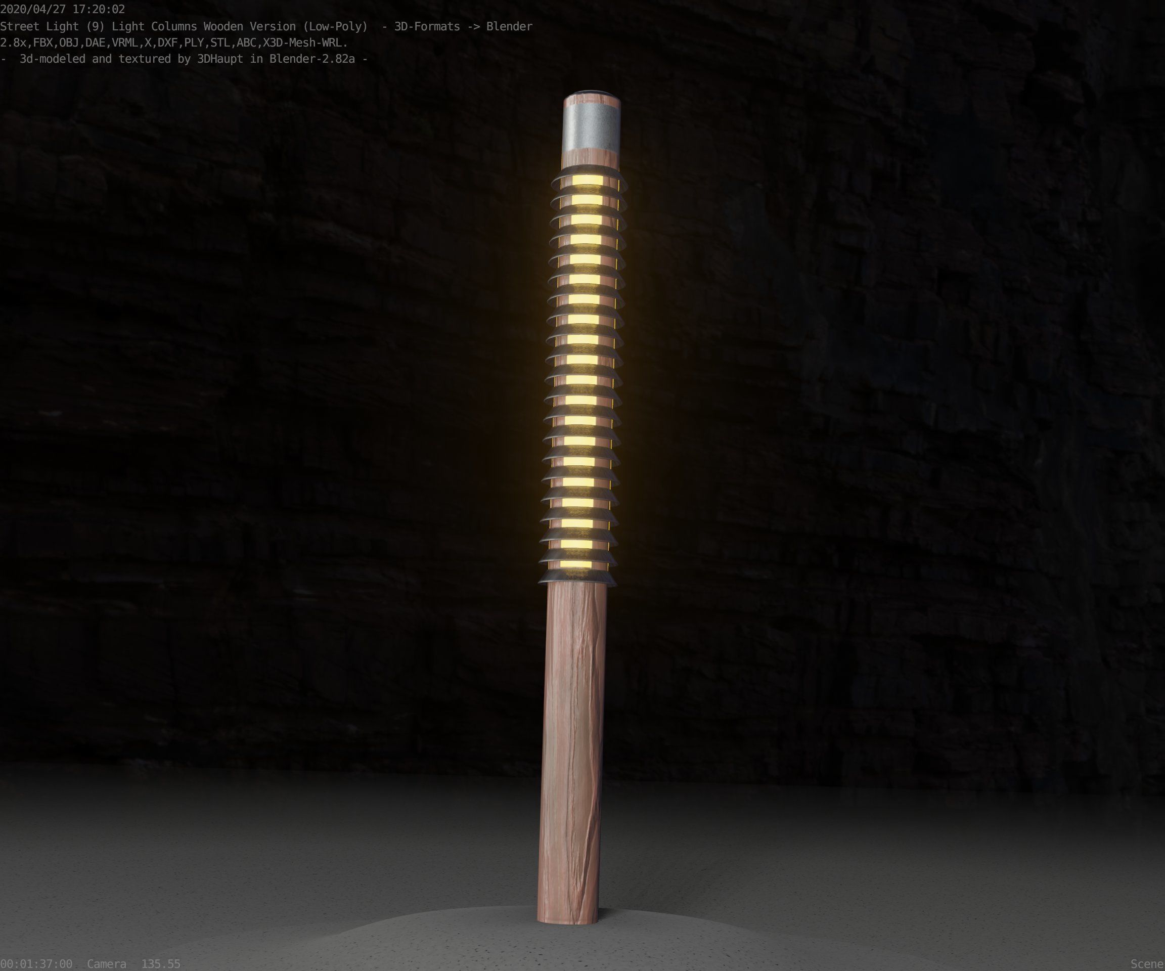 Wooden Lamp-Column 24 - Low-Poly Street-Light Set-9 Low-poly 3D model_37