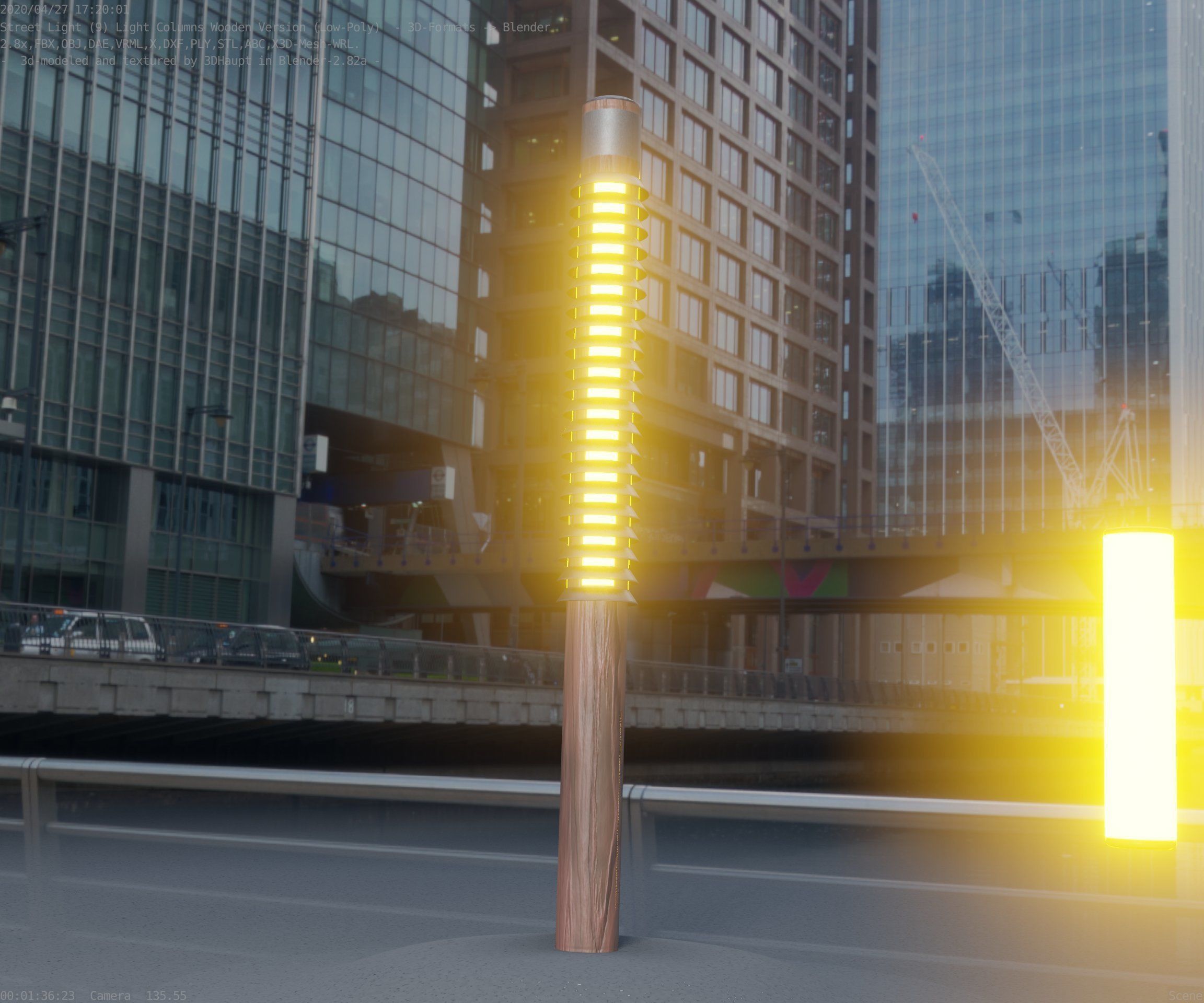 Wooden Lamp-Column 24 - Low-Poly Street-Light Set-9 Low-poly 3D model_36