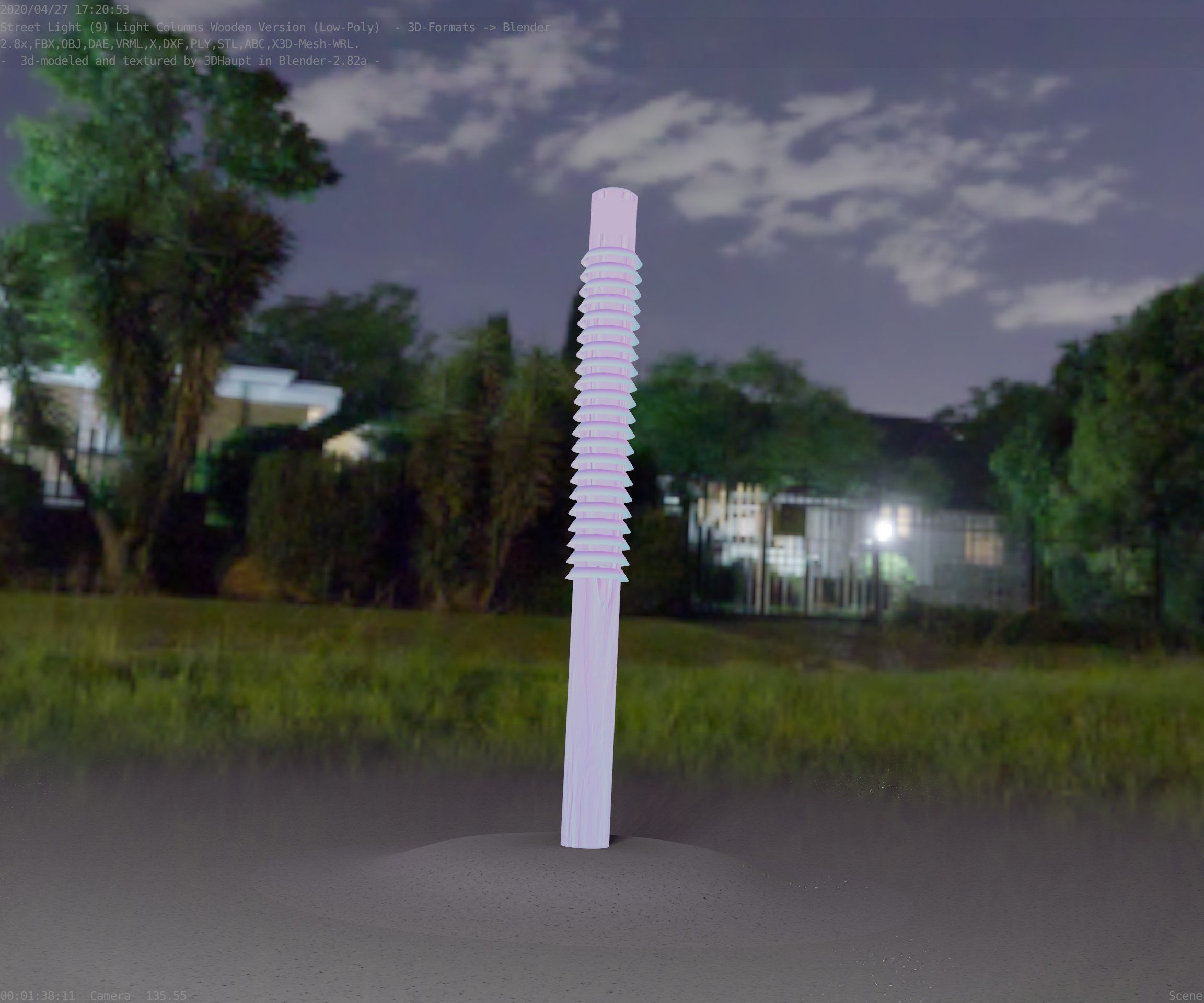 Wooden Lamp-Column 24 - Low-Poly Street-Light Set-9 Low-poly 3D model_63