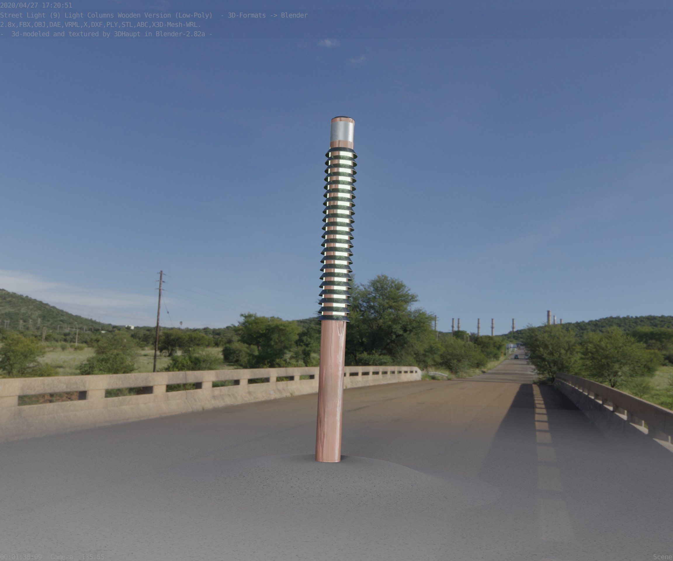 Wooden Lamp-Column 24 - Low-Poly Street-Light Set-9 Low-poly 3D model_61
