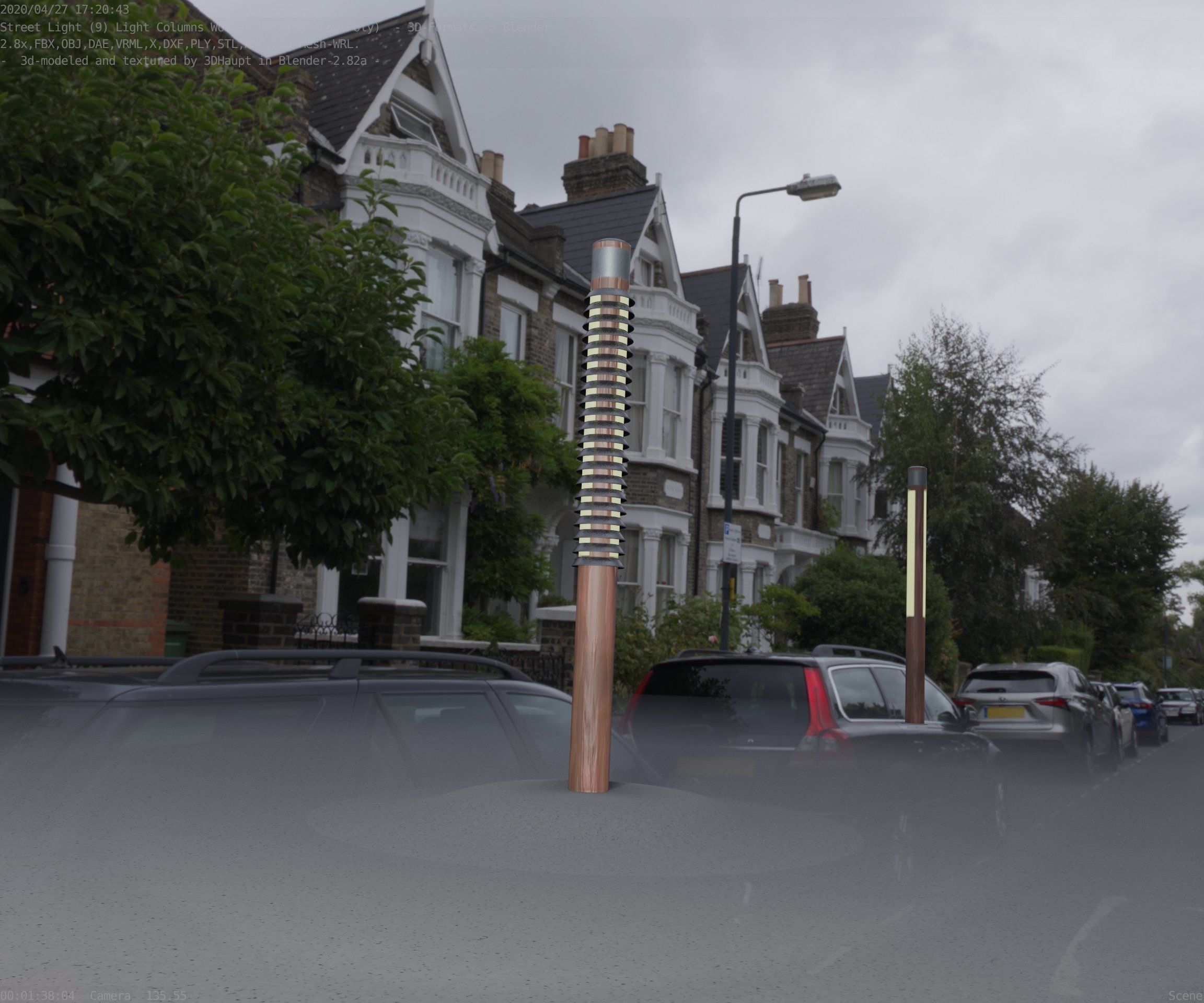 Wooden Lamp-Column 24 - Low-Poly Street-Light Set-9 Low-poly 3D model_56