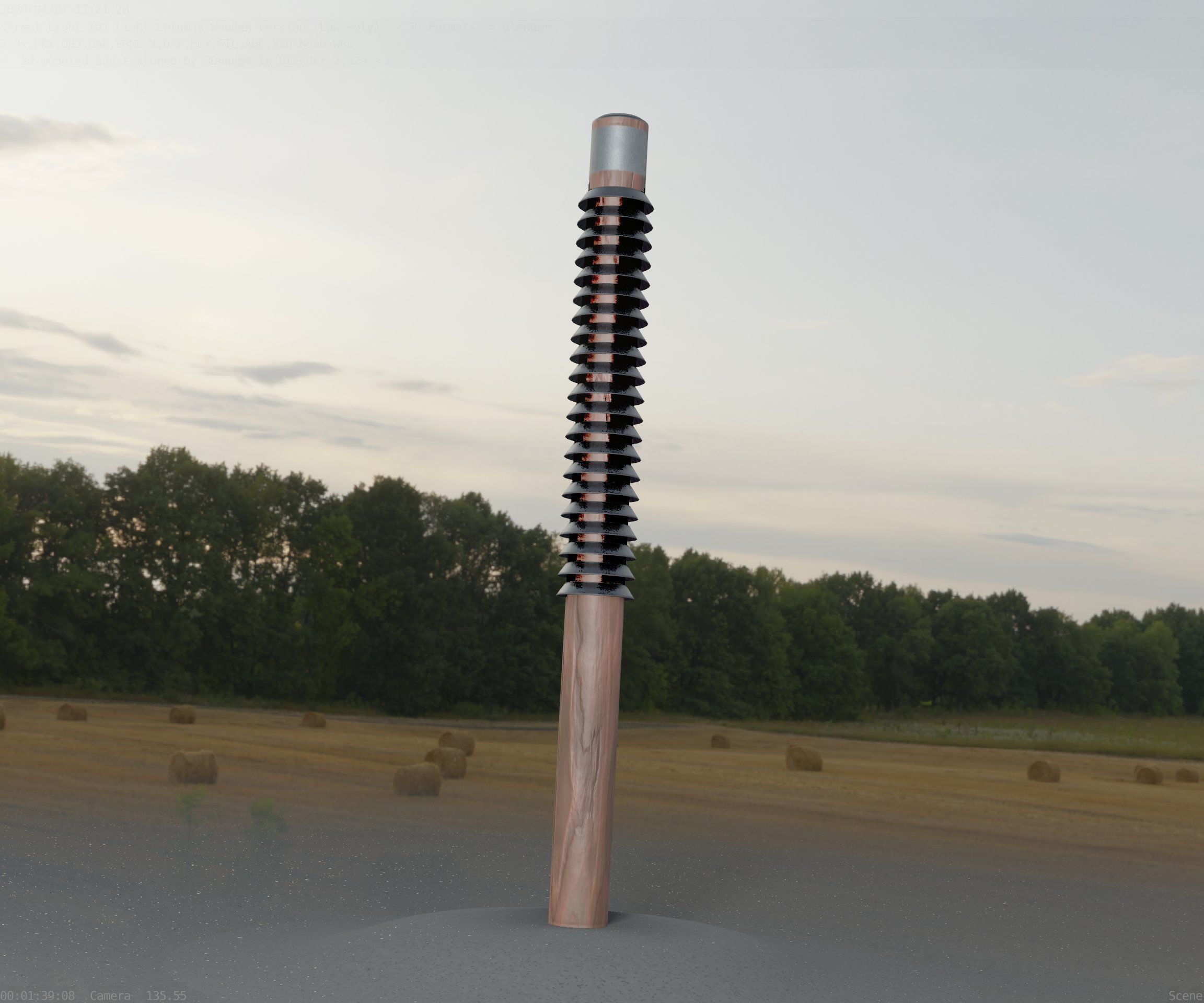 Wooden Lamp-Column 24 - Low-Poly Street-Light Set-9 Low-poly 3D model_84