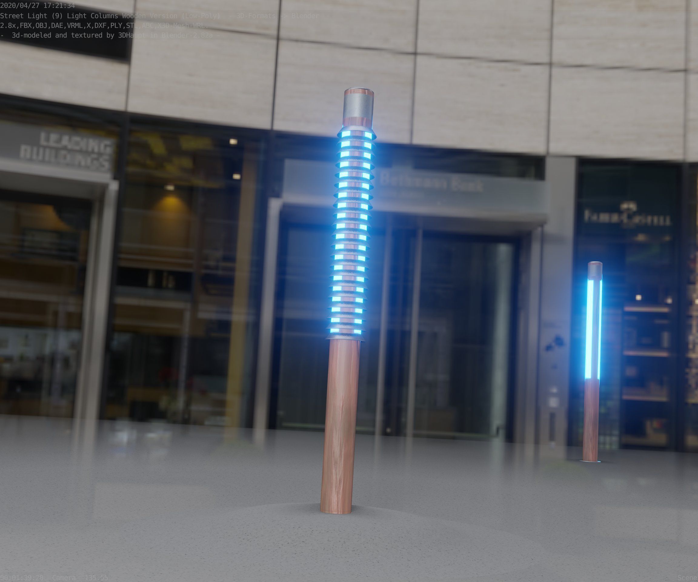 Wooden Lamp-Column 24 - Low-Poly Street-Light Set-9 Low-poly 3D model_96