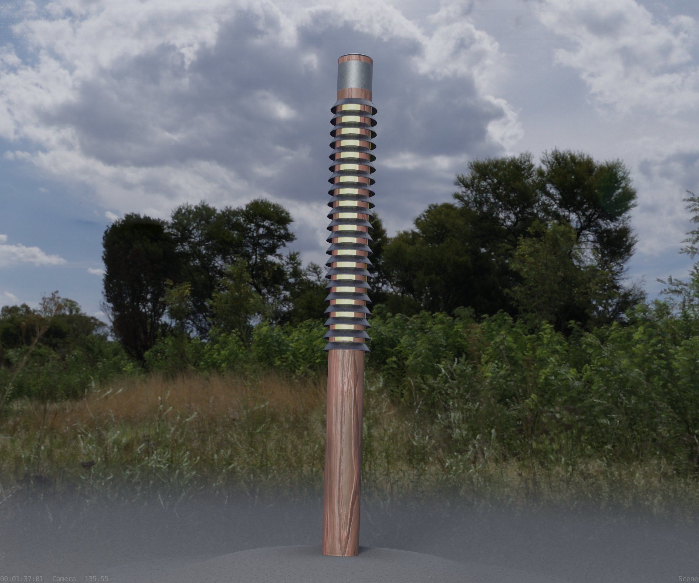 Wooden Lamp-Column 24 - Low-Poly Street-Light Set-9 Low-poly 3D model_38