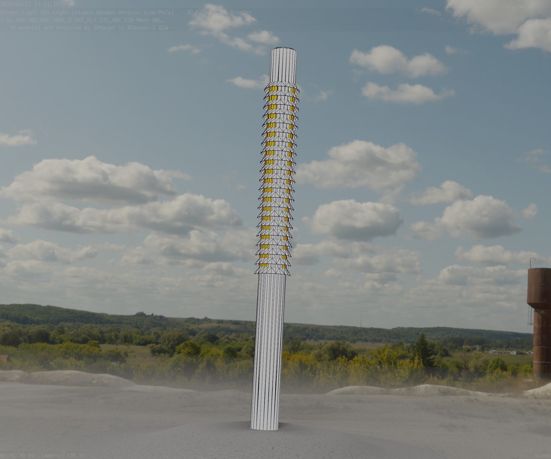 Wooden Lamp-Column 24 - Low-Poly Street-Light Set-9 Low-poly 3D model_81