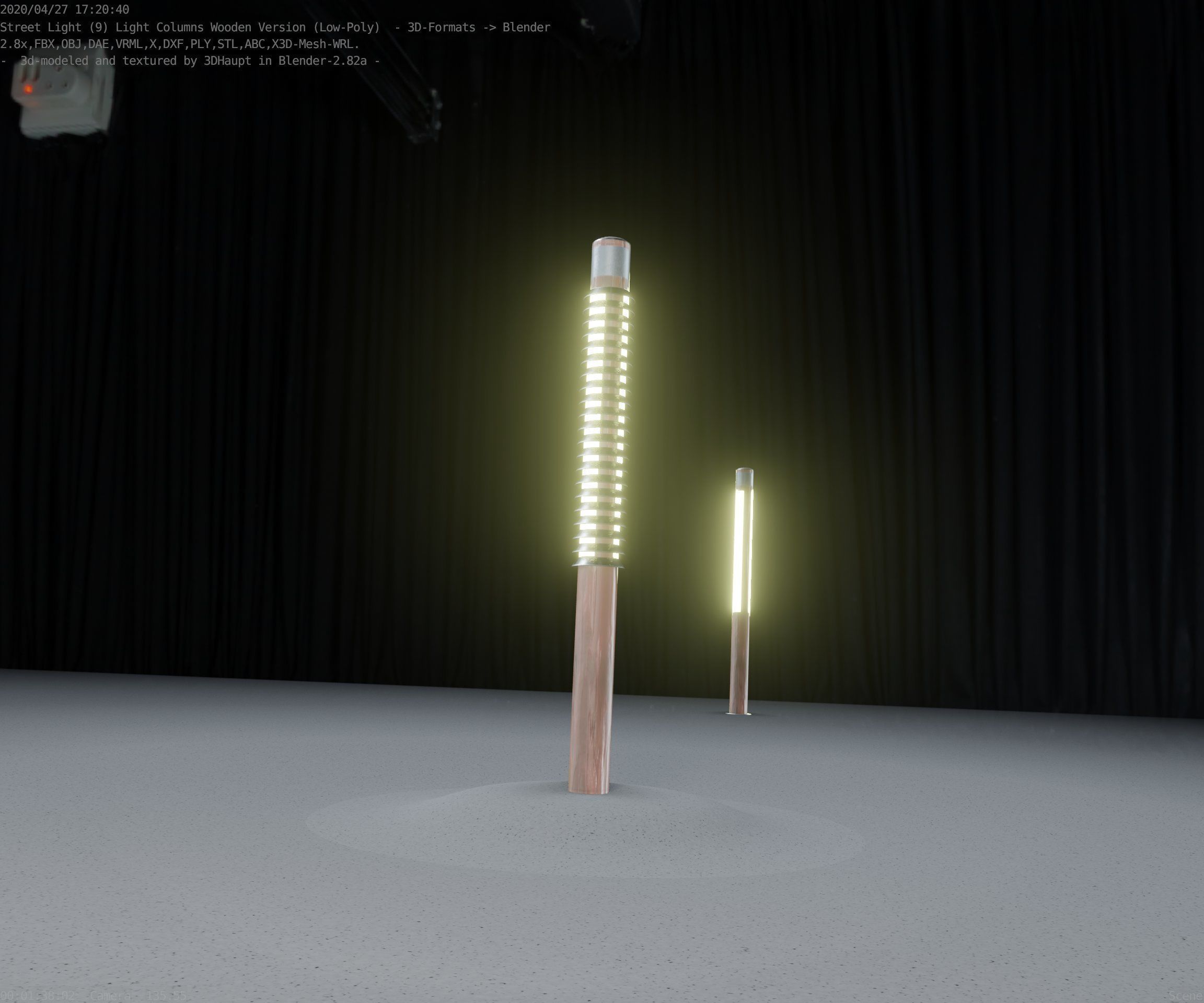 Wooden Lamp-Column 24 - Low-Poly Street-Light Set-9 Low-poly 3D model_54