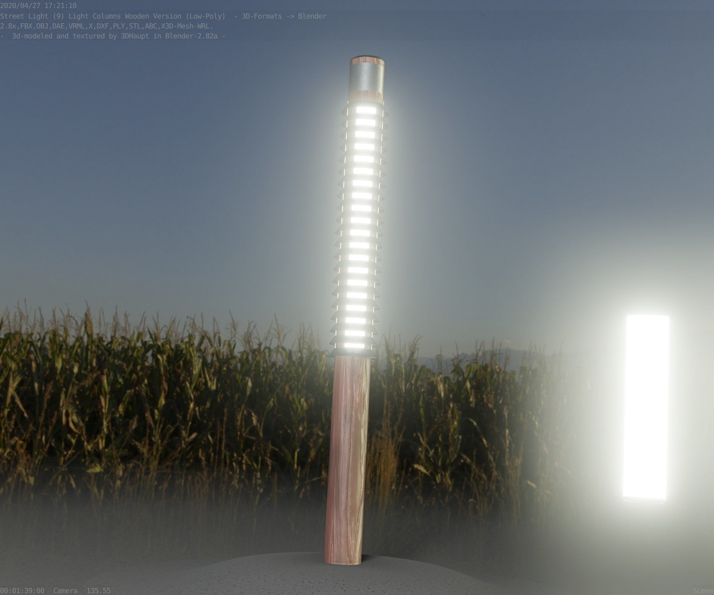 Wooden Lamp-Column 24 - Low-Poly Street-Light Set-9 Low-poly 3D model_76