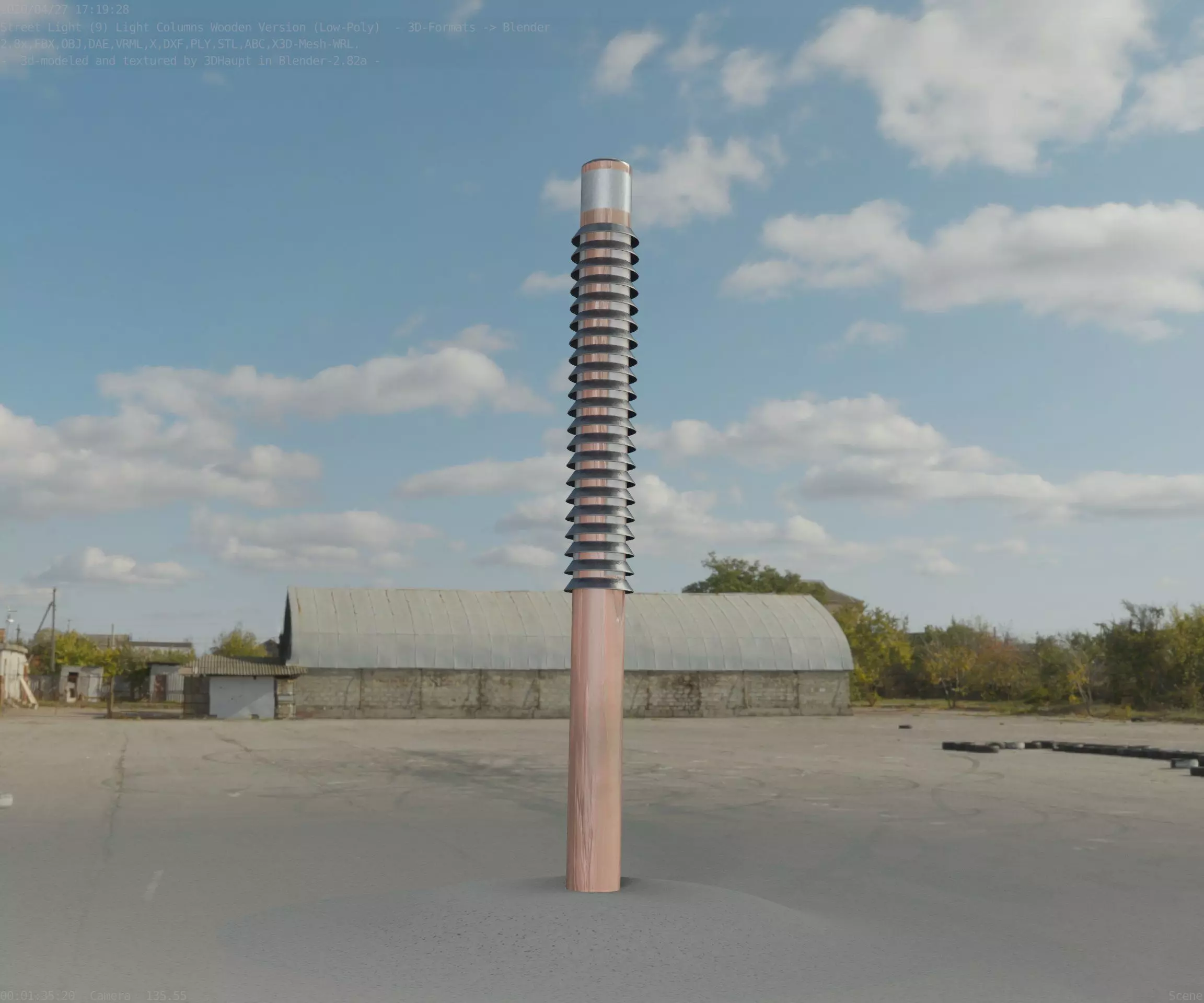 Wooden Lamp-Column 24 - Low-Poly Street-Light Set-9 Low-poly 3D model_0