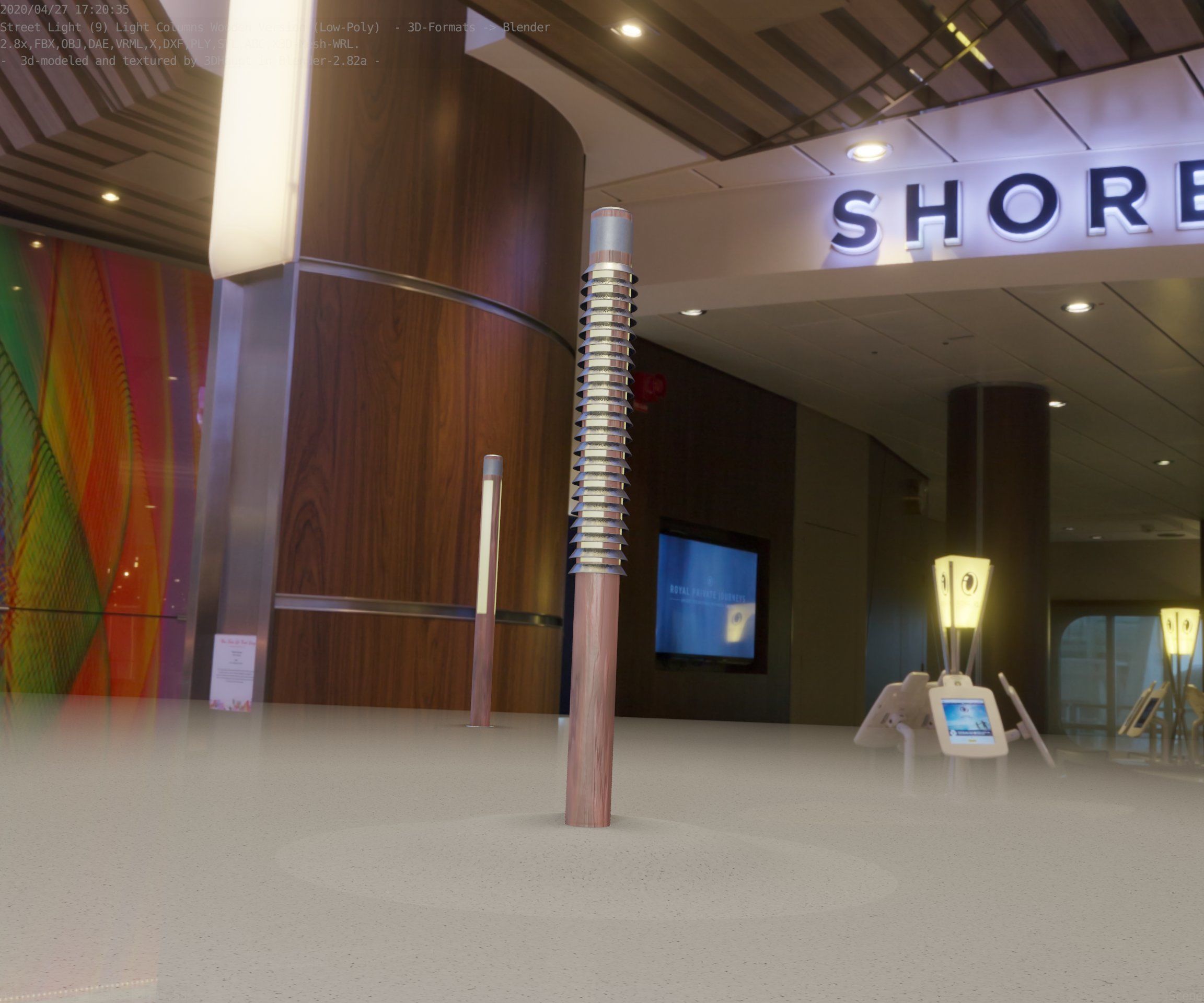 Wooden Lamp-Column 24 - Low-Poly Street-Light Set-9 Low-poly 3D model_9