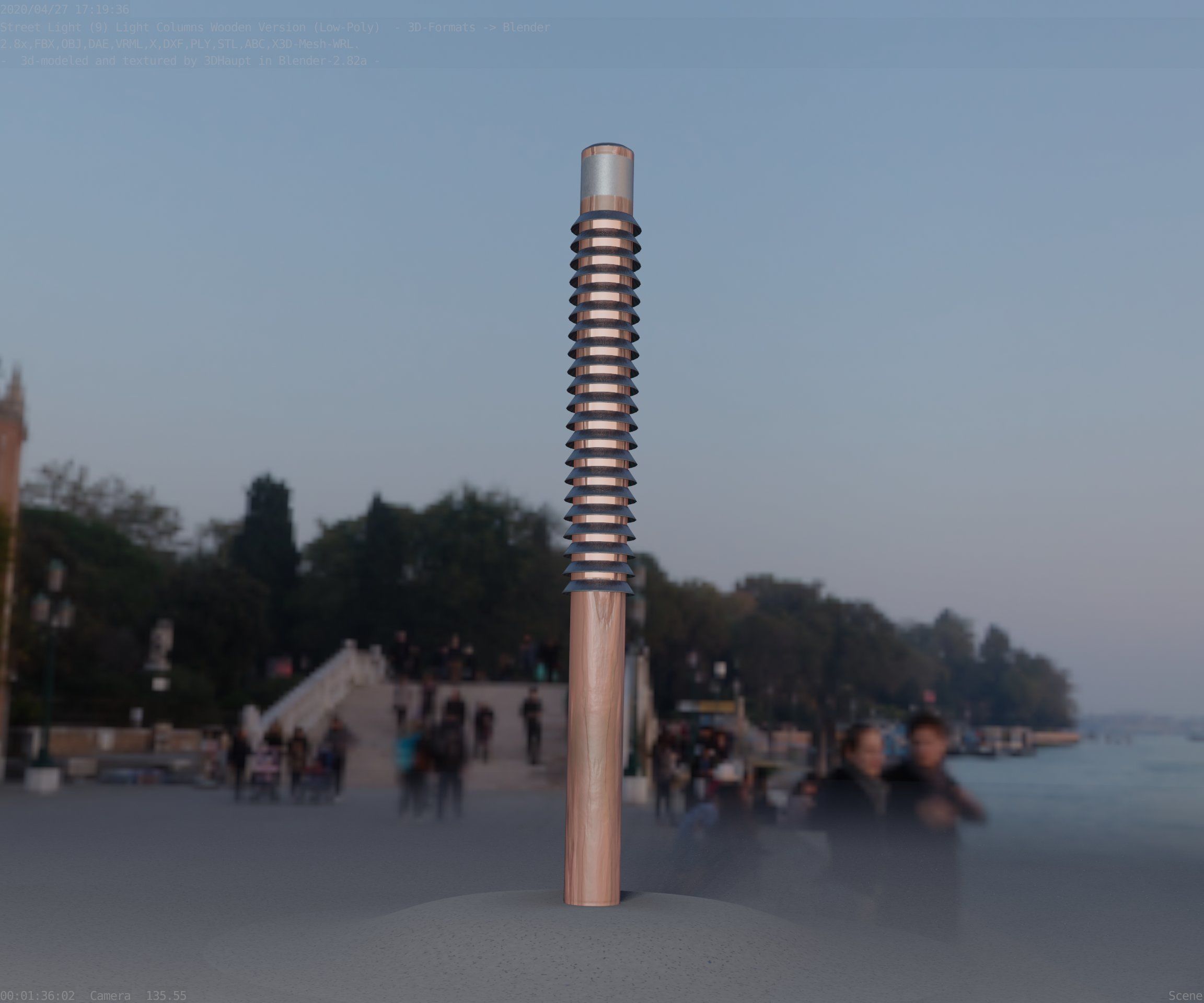 Wooden Lamp-Column 24 - Low-Poly Street-Light Set-9 Low-poly 3D model_15