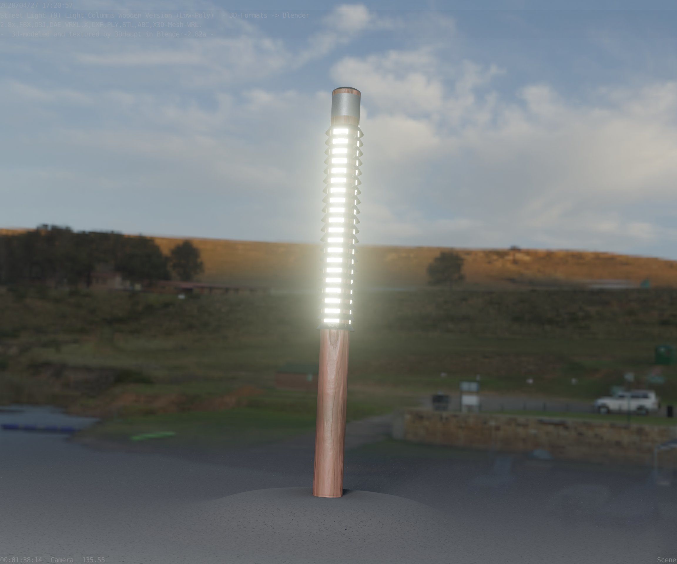Wooden Lamp-Column 24 - Low-Poly Street-Light Set-9 Low-poly 3D model_66