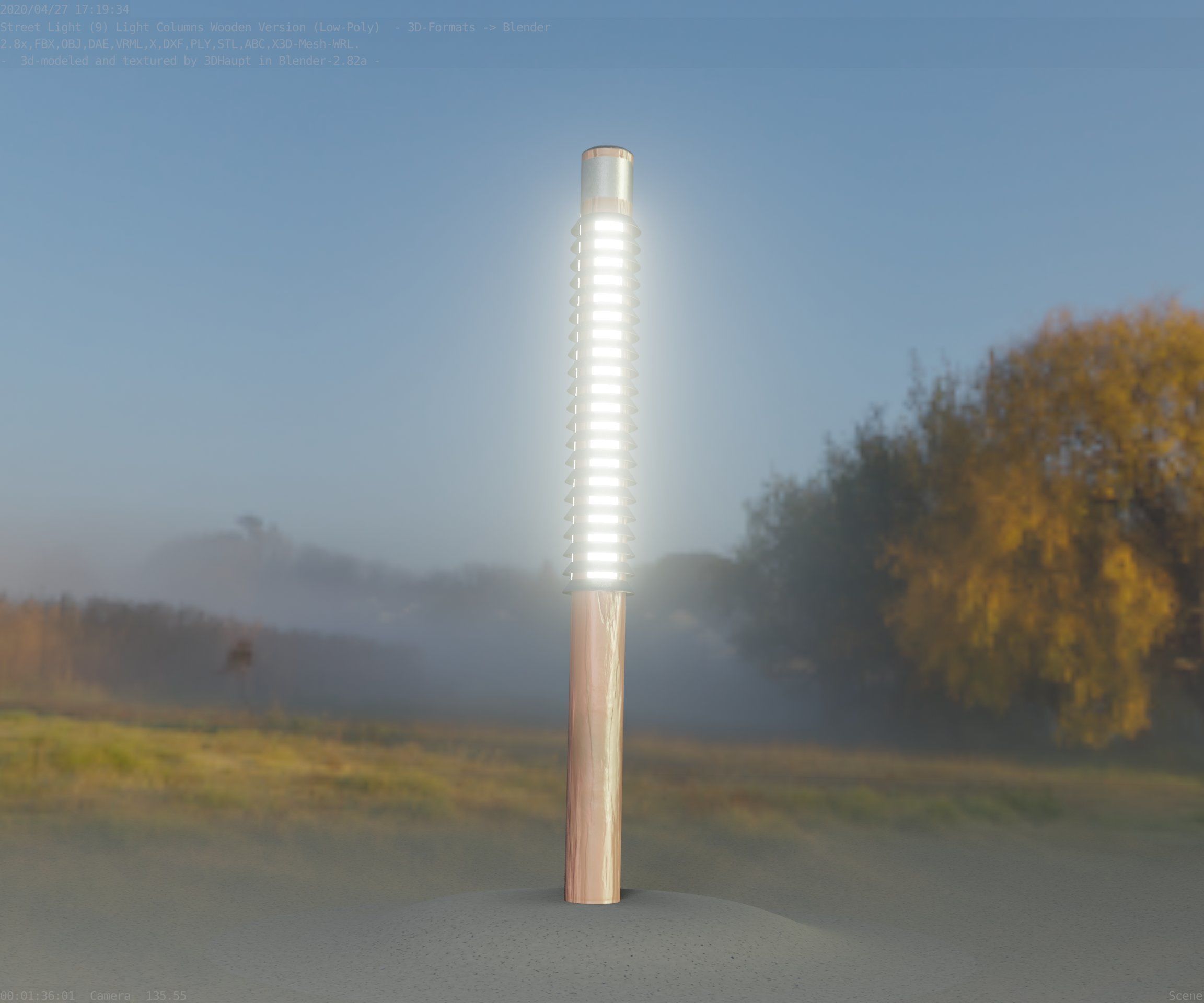 Wooden Lamp-Column 24 - Low-Poly Street-Light Set-9 Low-poly 3D model_14
