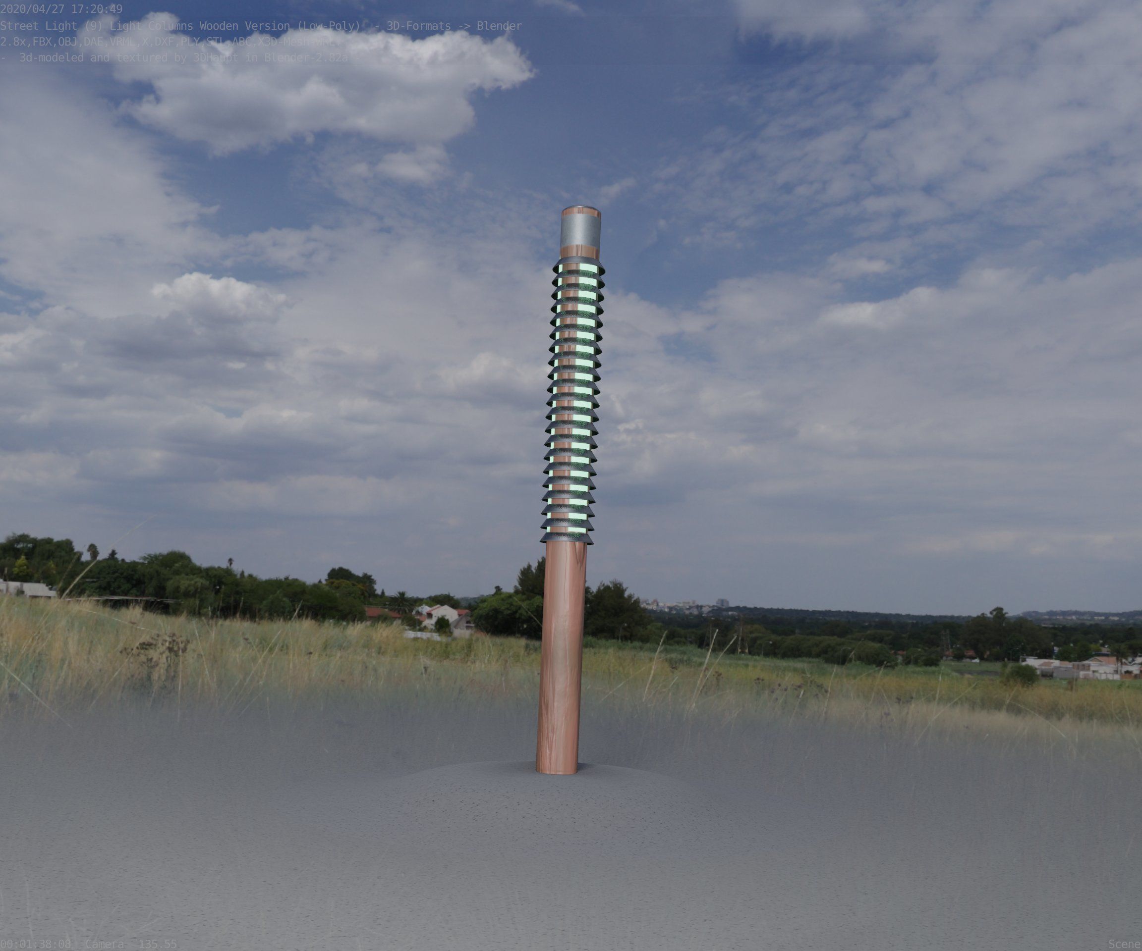 Wooden Lamp-Column 24 - Low-Poly Street-Light Set-9 Low-poly 3D model_60